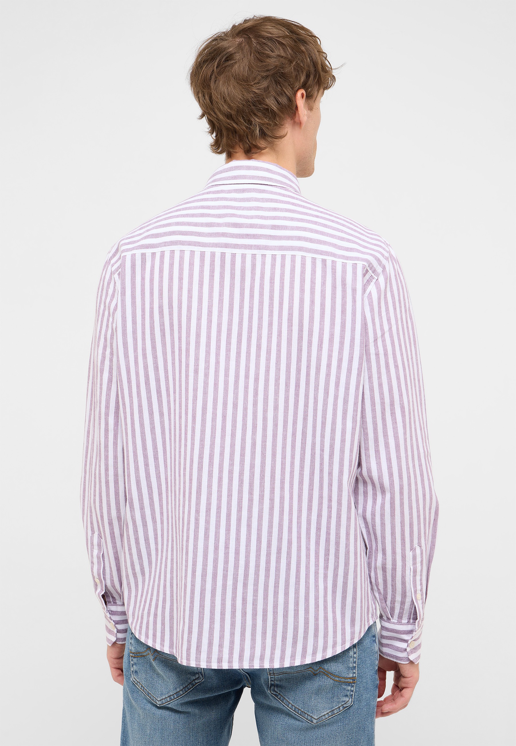 shirt, gestreift, langarm, lila, casual