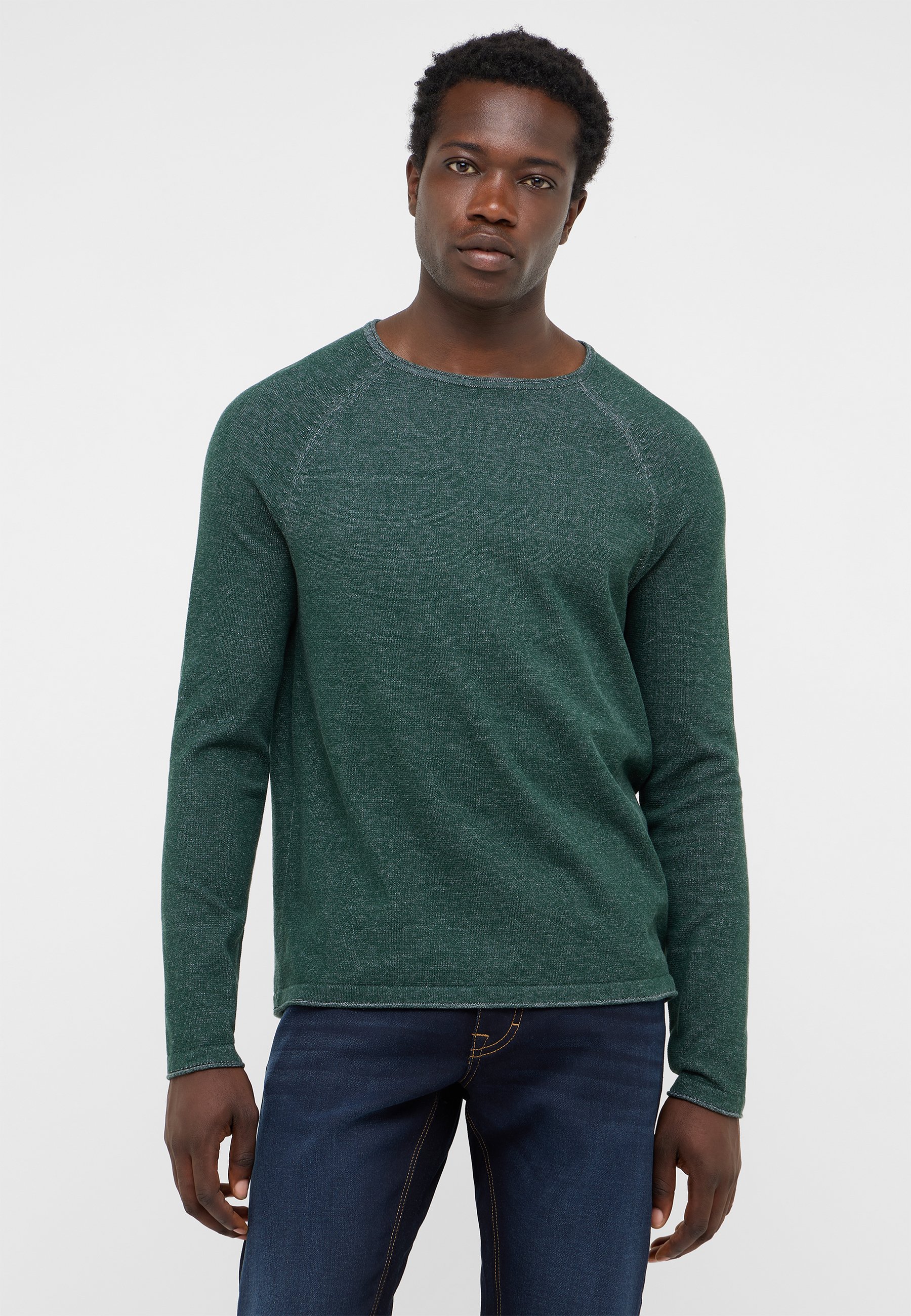 Pullover, Langarmshirt, Grün, Rundhalsausschnitt, Raglan-Naht