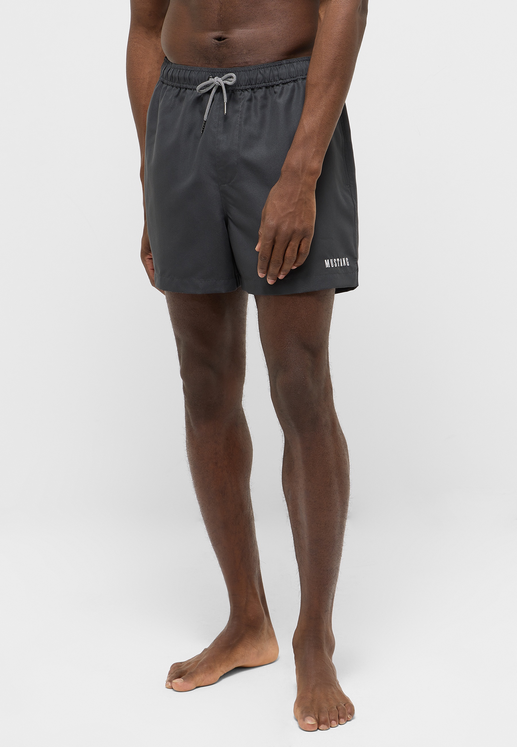 Badeshorts, Schwarz, Kordel, Shorts, MUSTAGE Logo?