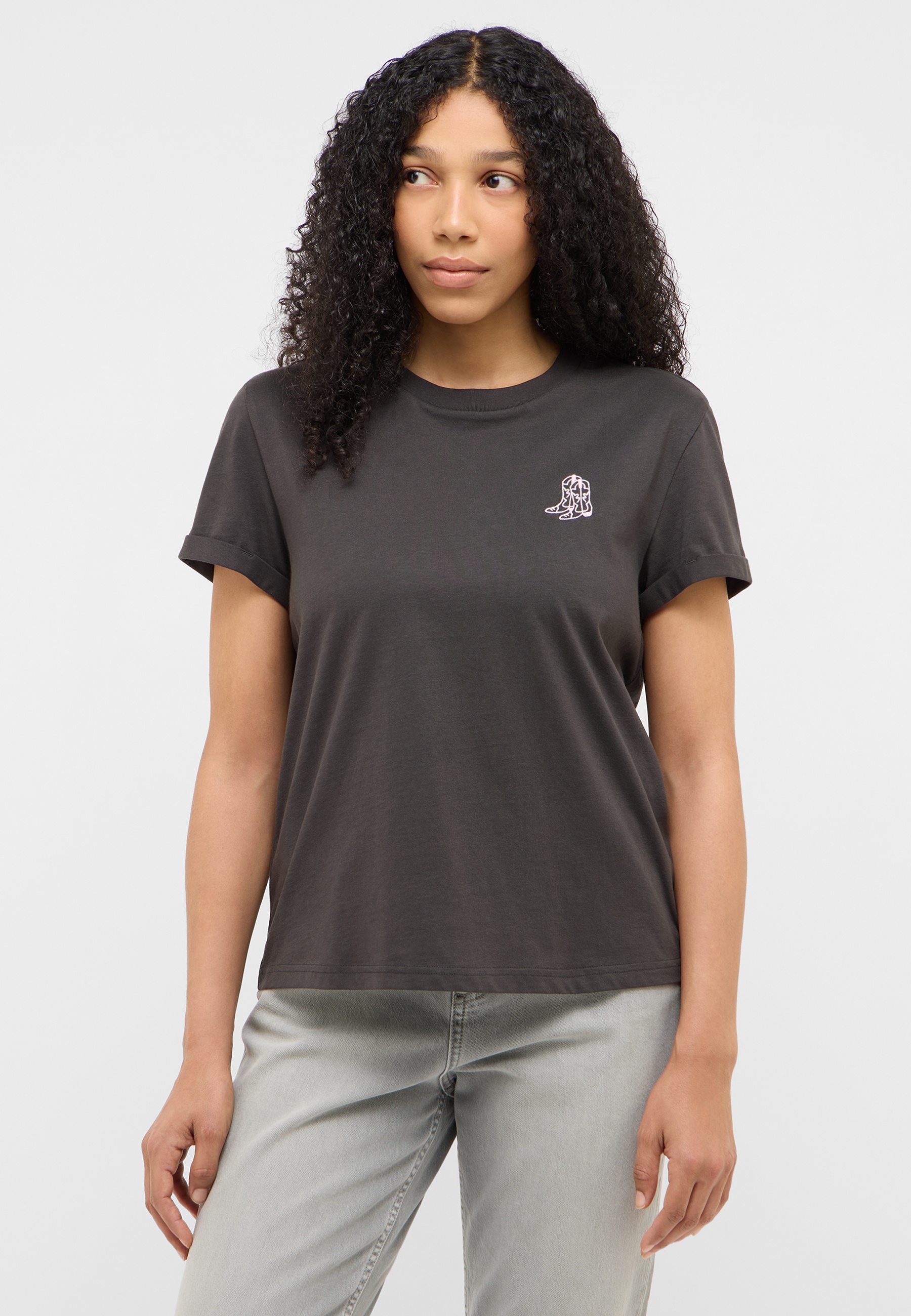 t-shirt, Kurzarm, Rundhals, kleines Grafiklogo, Baumwollmischung