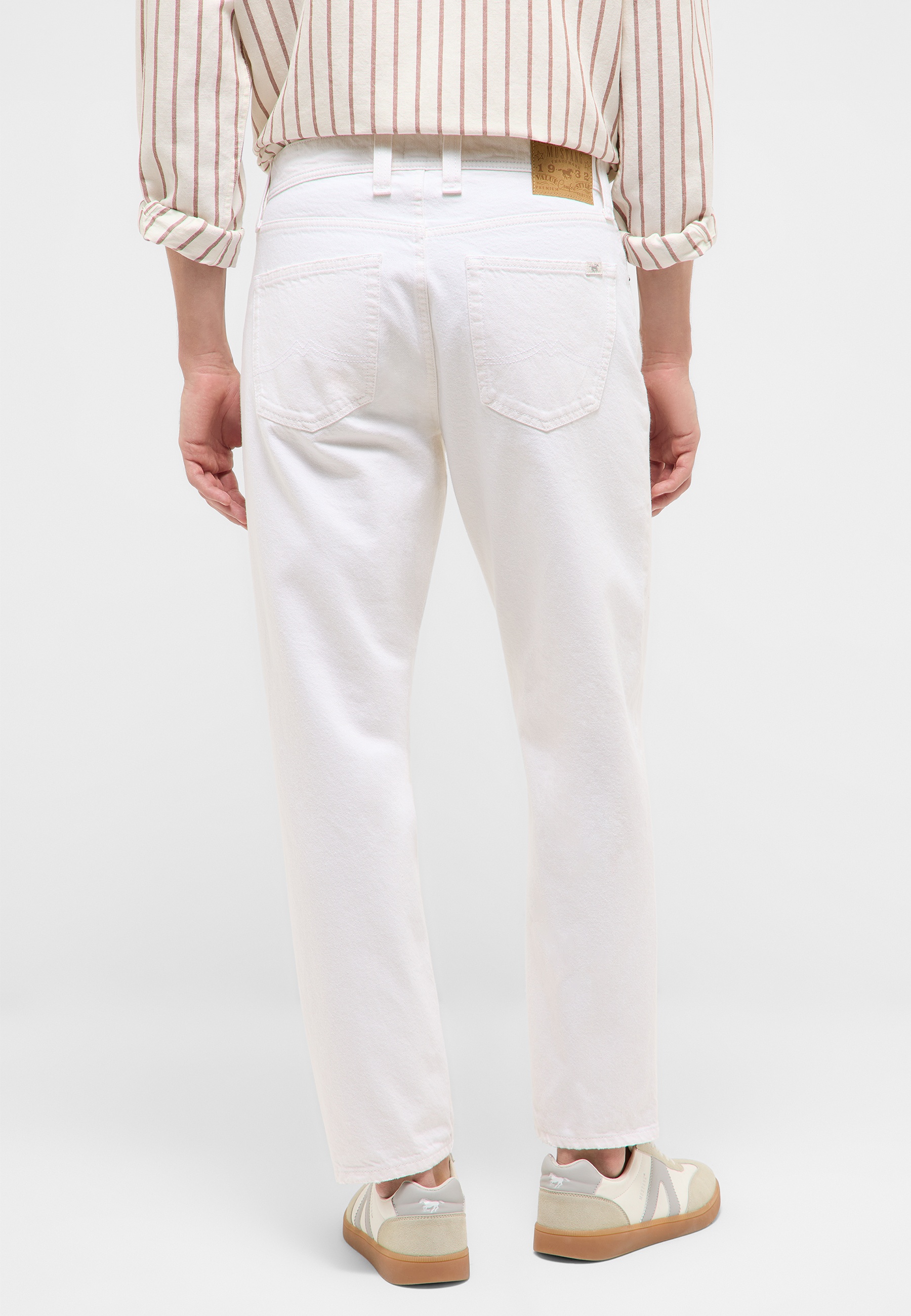 Jeans, Weiß, Hintere Taschen, Straight Leg, Baumwolle