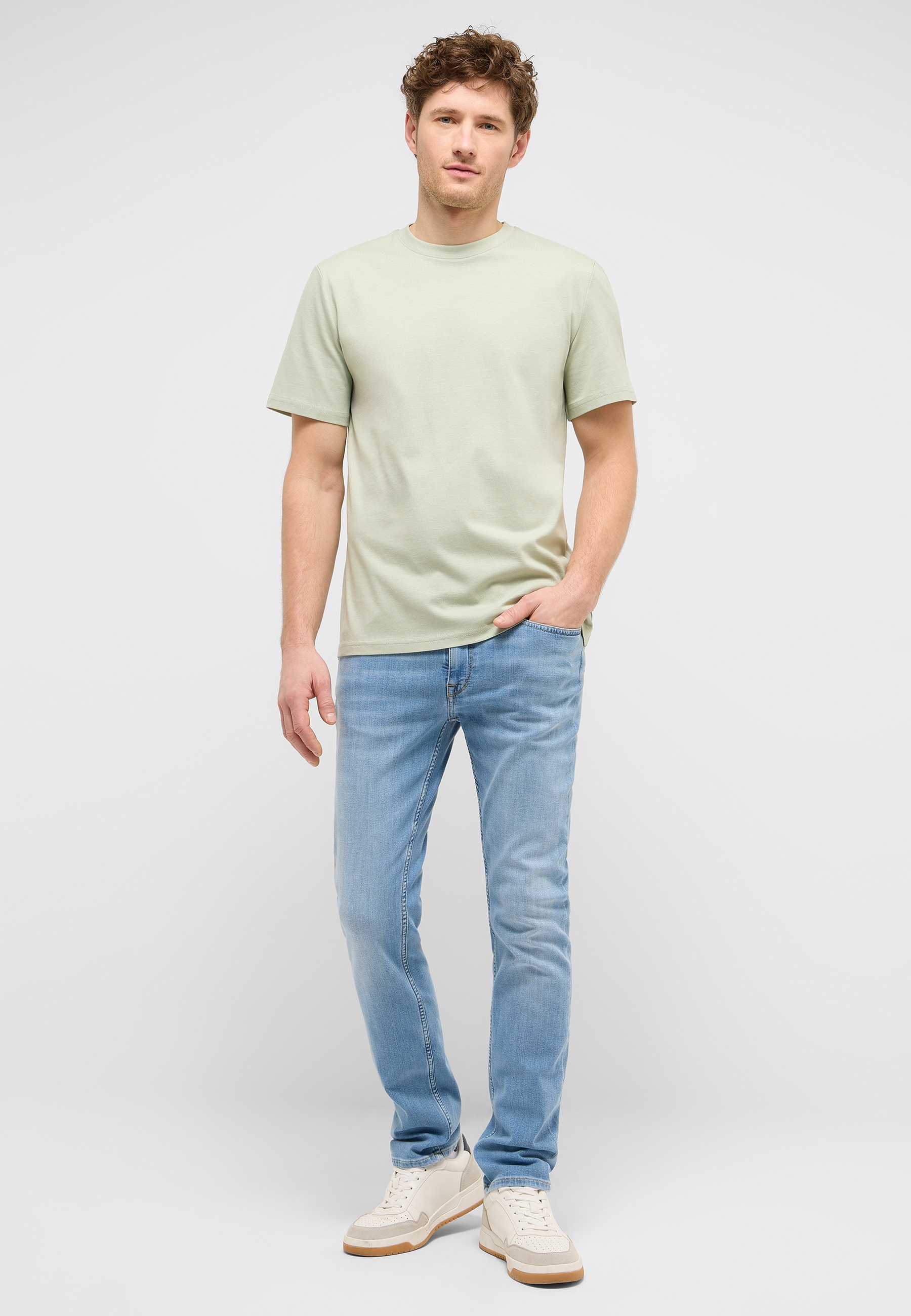 t-shirt, Rundhals, Kurzarm, hellgrün, Basic-Tee