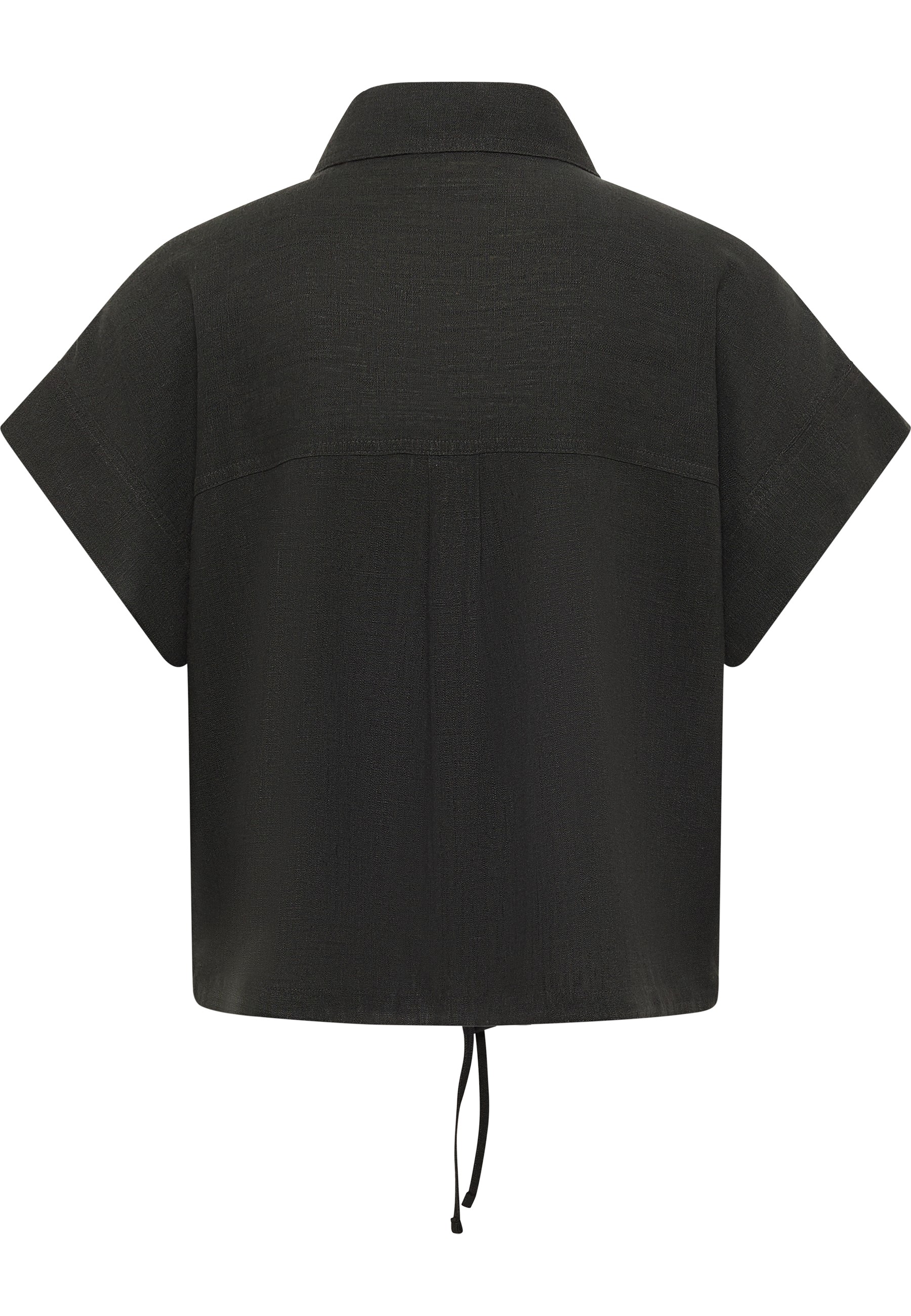 Schalldichte?, Kurzarm-Jacke, Schwarz, Hemdjacke, Kordelzug