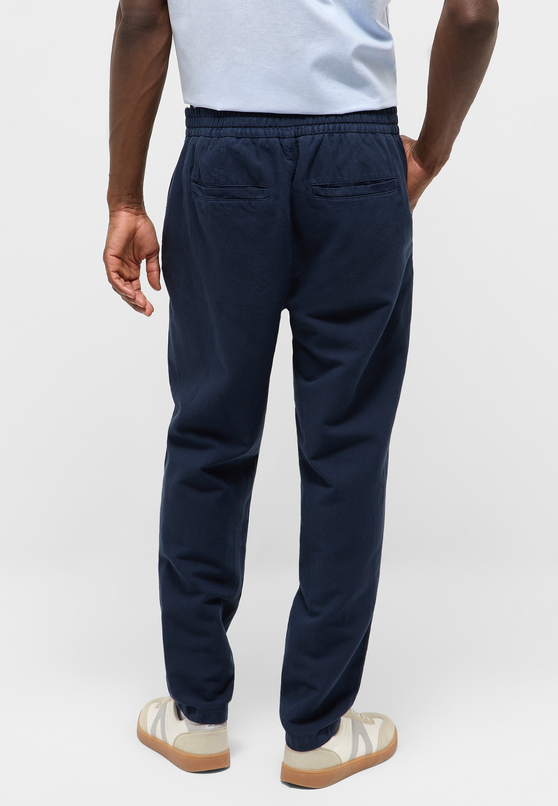 Hose, Chinos, Navy, Elastischer Bund, Rückentaschen