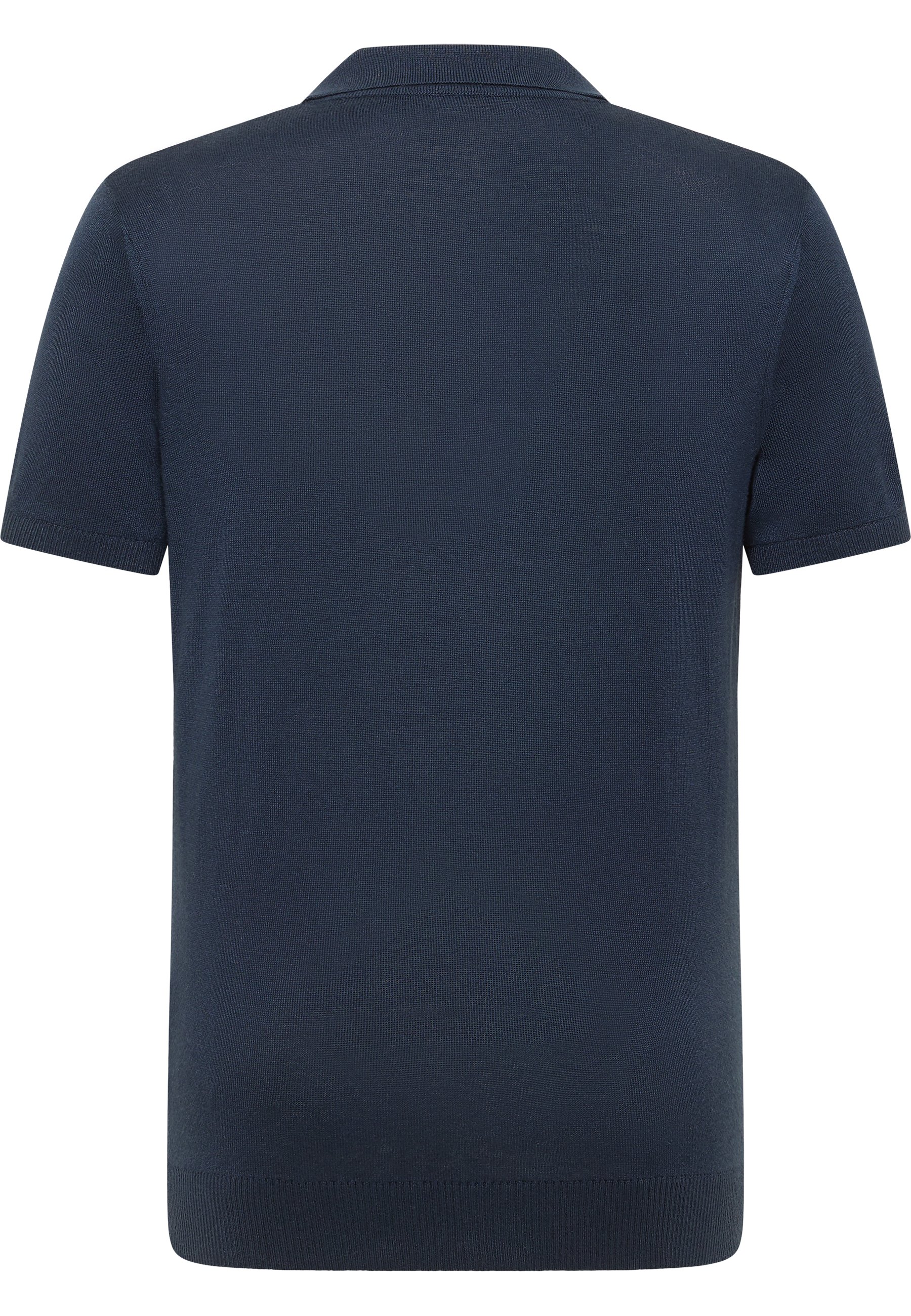 Polohemd, Navy, kurzarmig, gewebter Poloshirt, Rückansicht