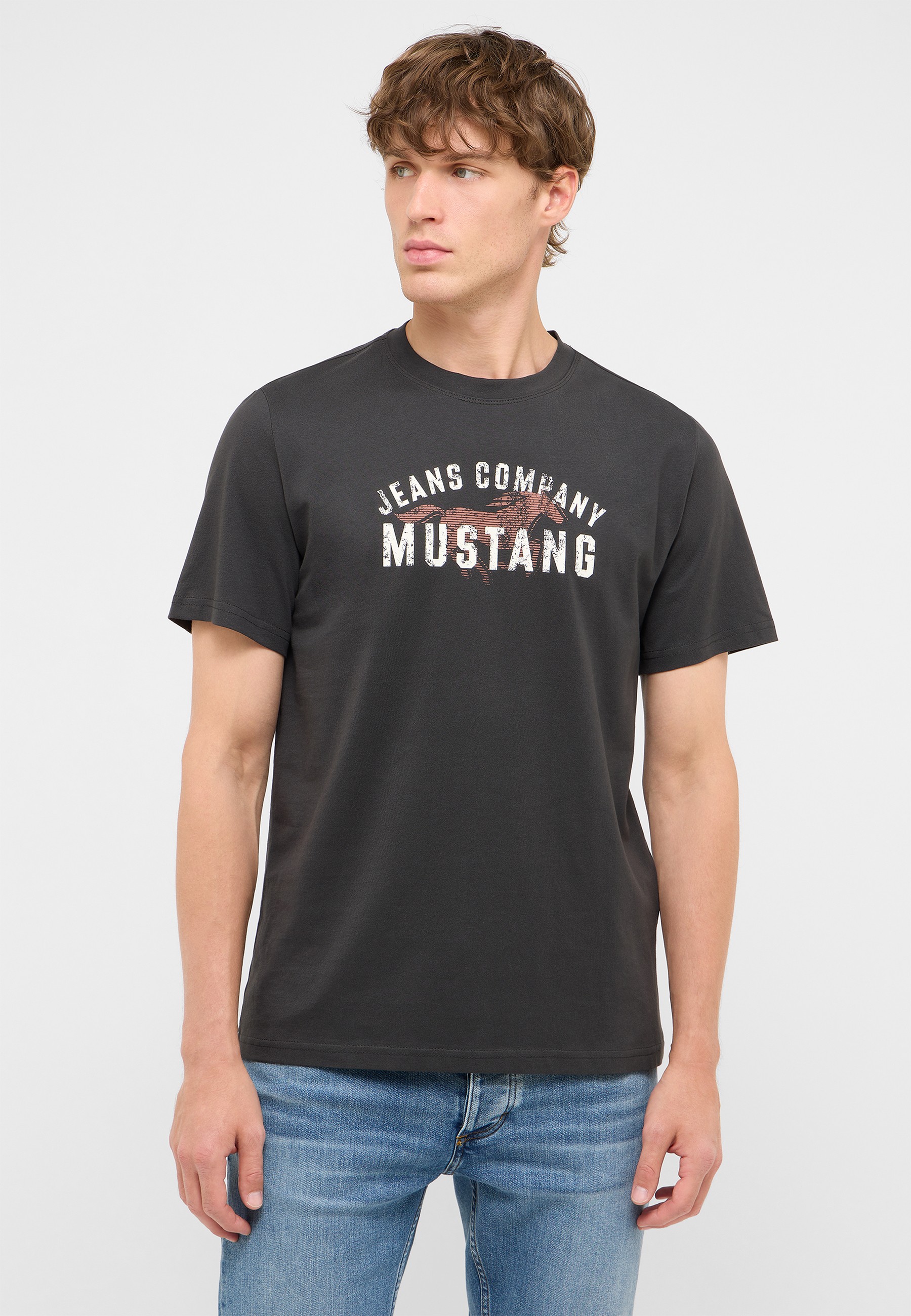 t-shirt, baumwolle, graphisch, kurzarm, mustang