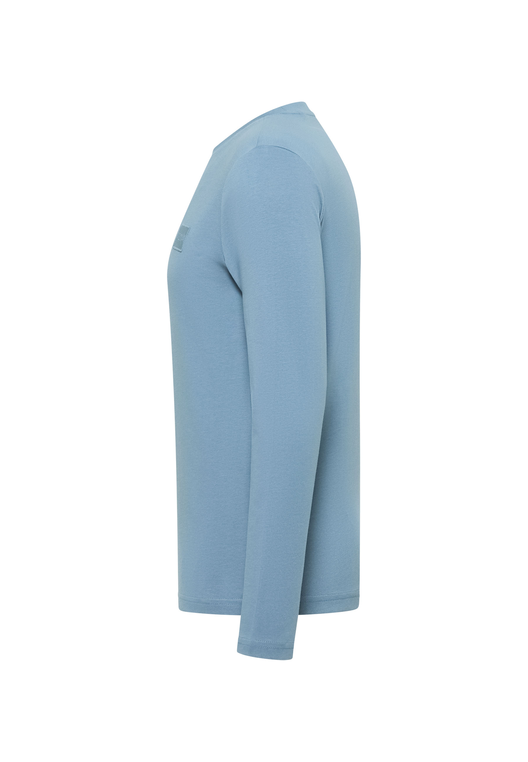 Langarmshirt, Rundhals, Ziegelblau, Baumwolle, einfarbig