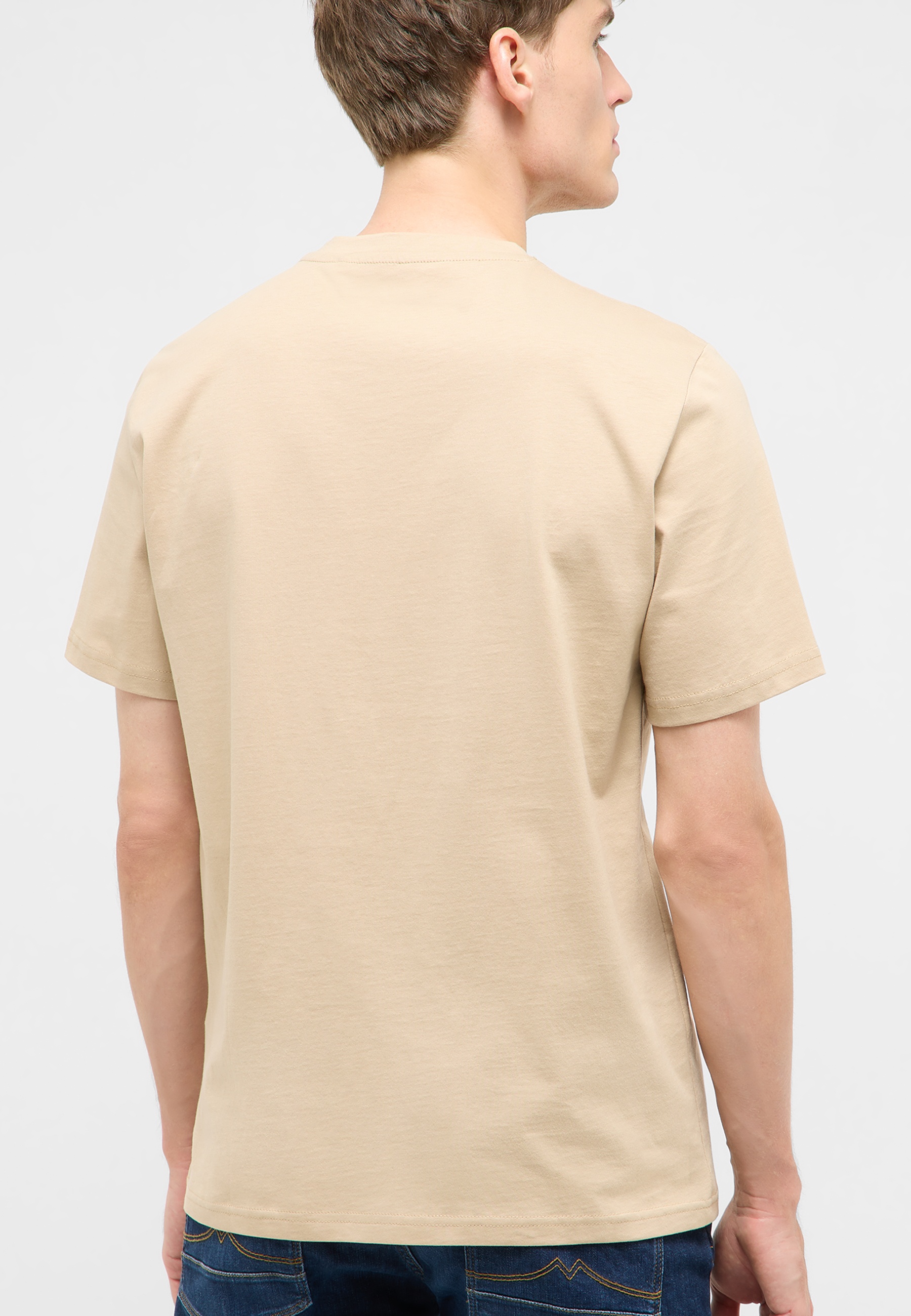t-shirt, beige, kurzarm, baumwolle, rueckansicht