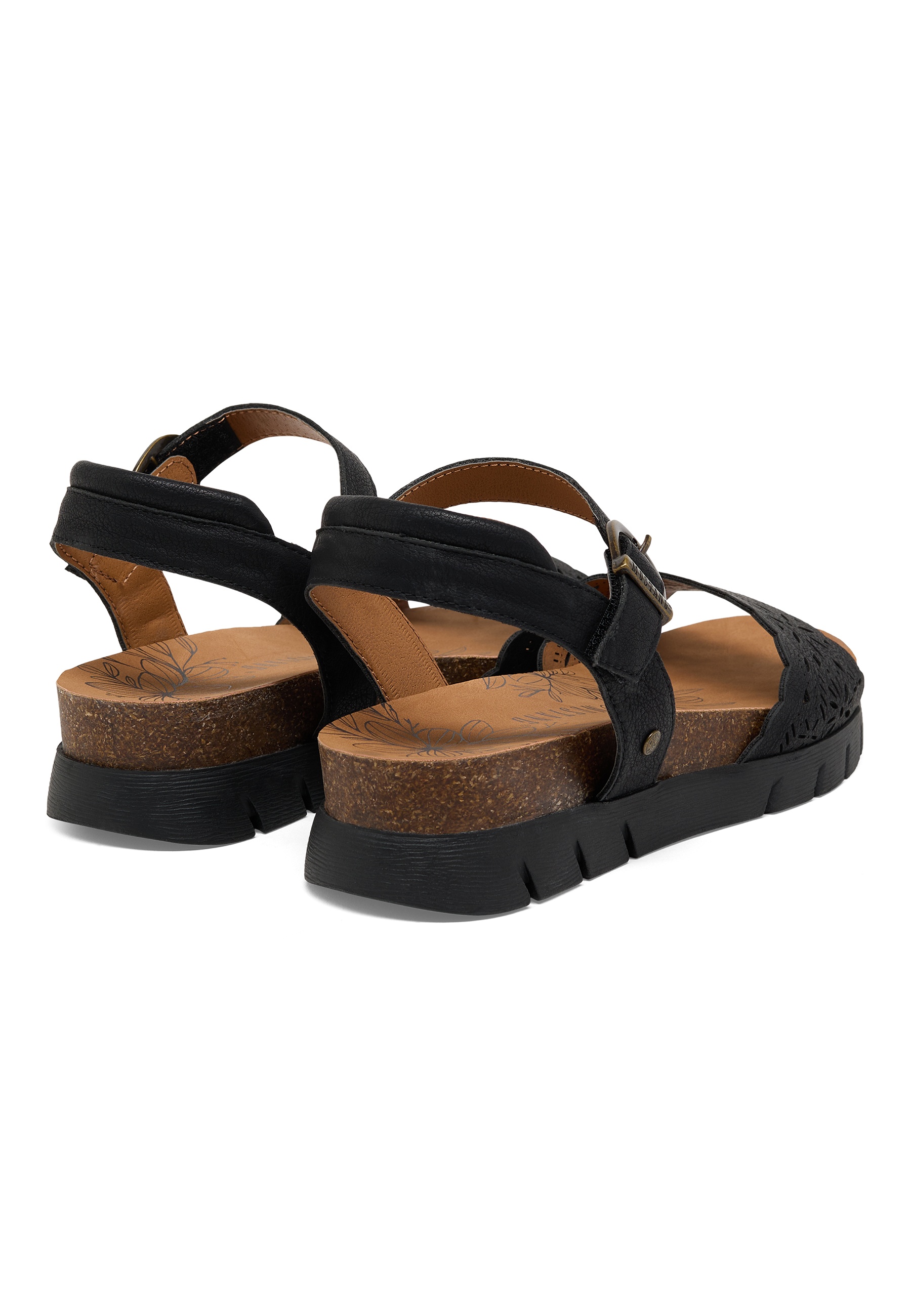 Sandalen, Schwarz, Korksohle, Gehschlitt, Riemchen