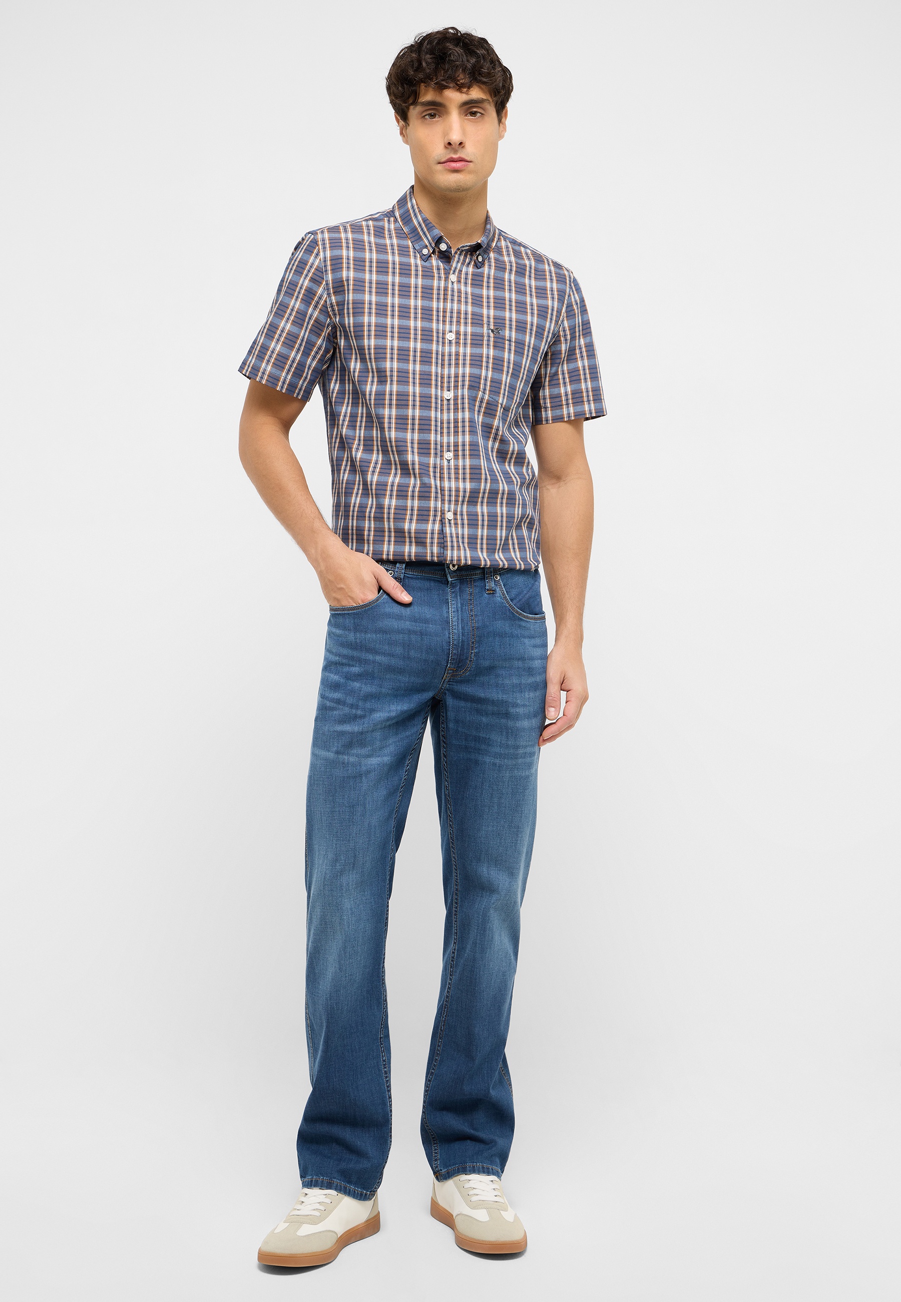 shirt, short-sleeve, plaid, button-up, casual