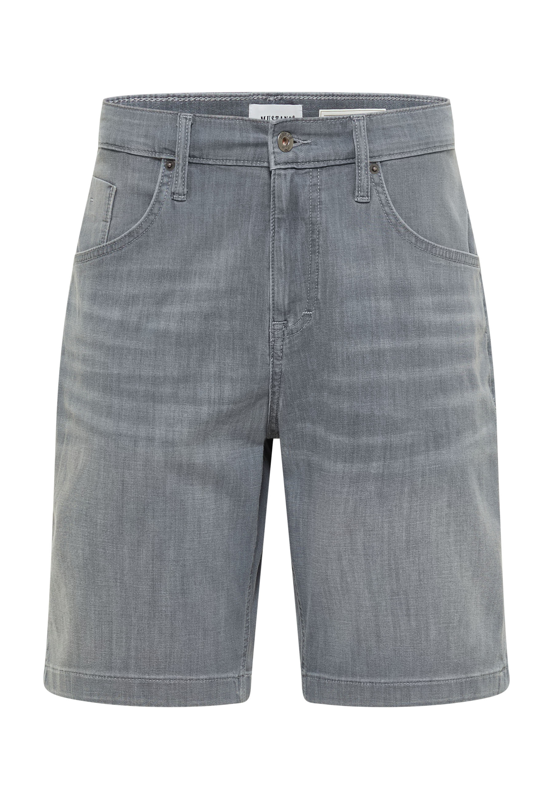 Jeansshorts, Denim, Grau, Knopfverschluss, Gürtelschlaufen