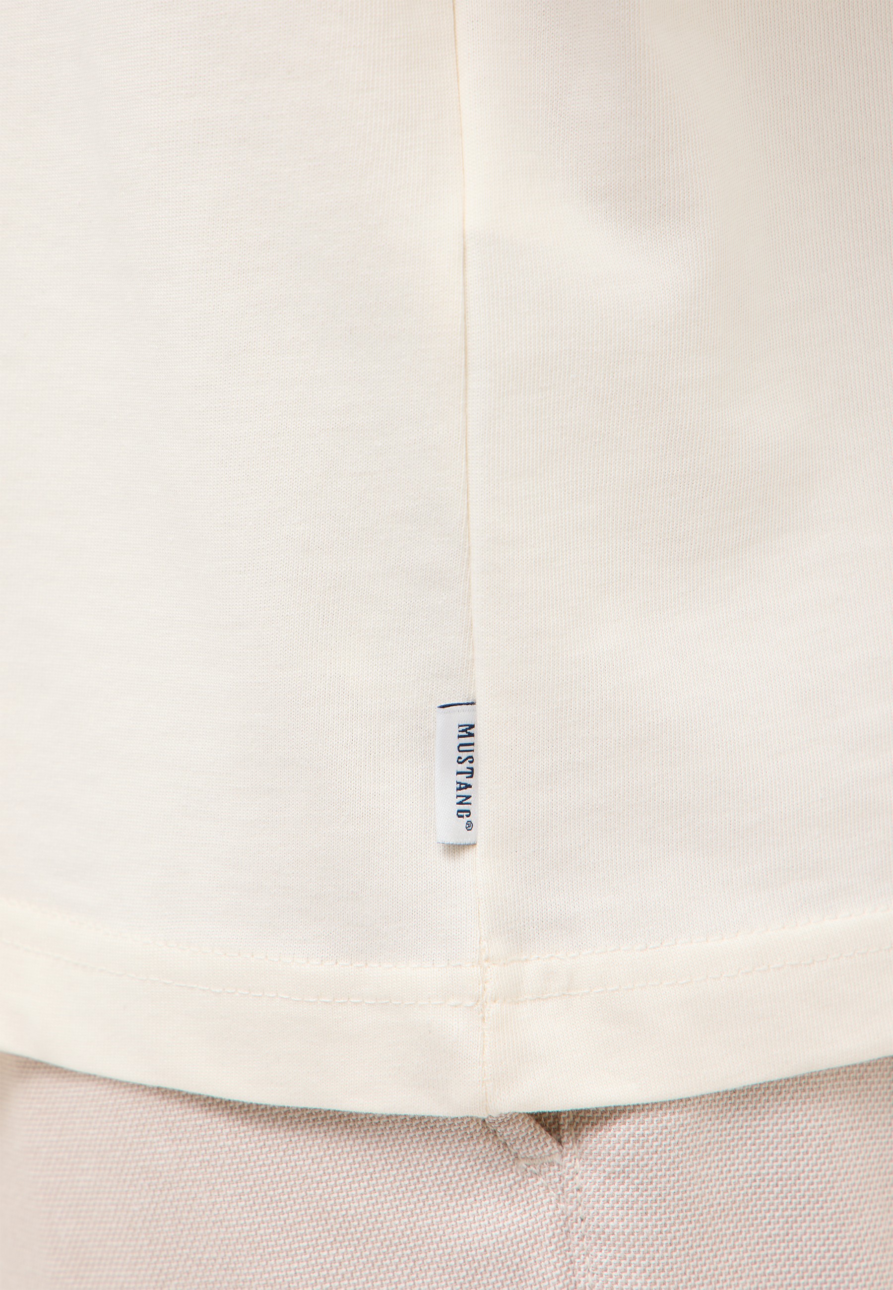 tshirt, creme, saum, etikett, Mustang
