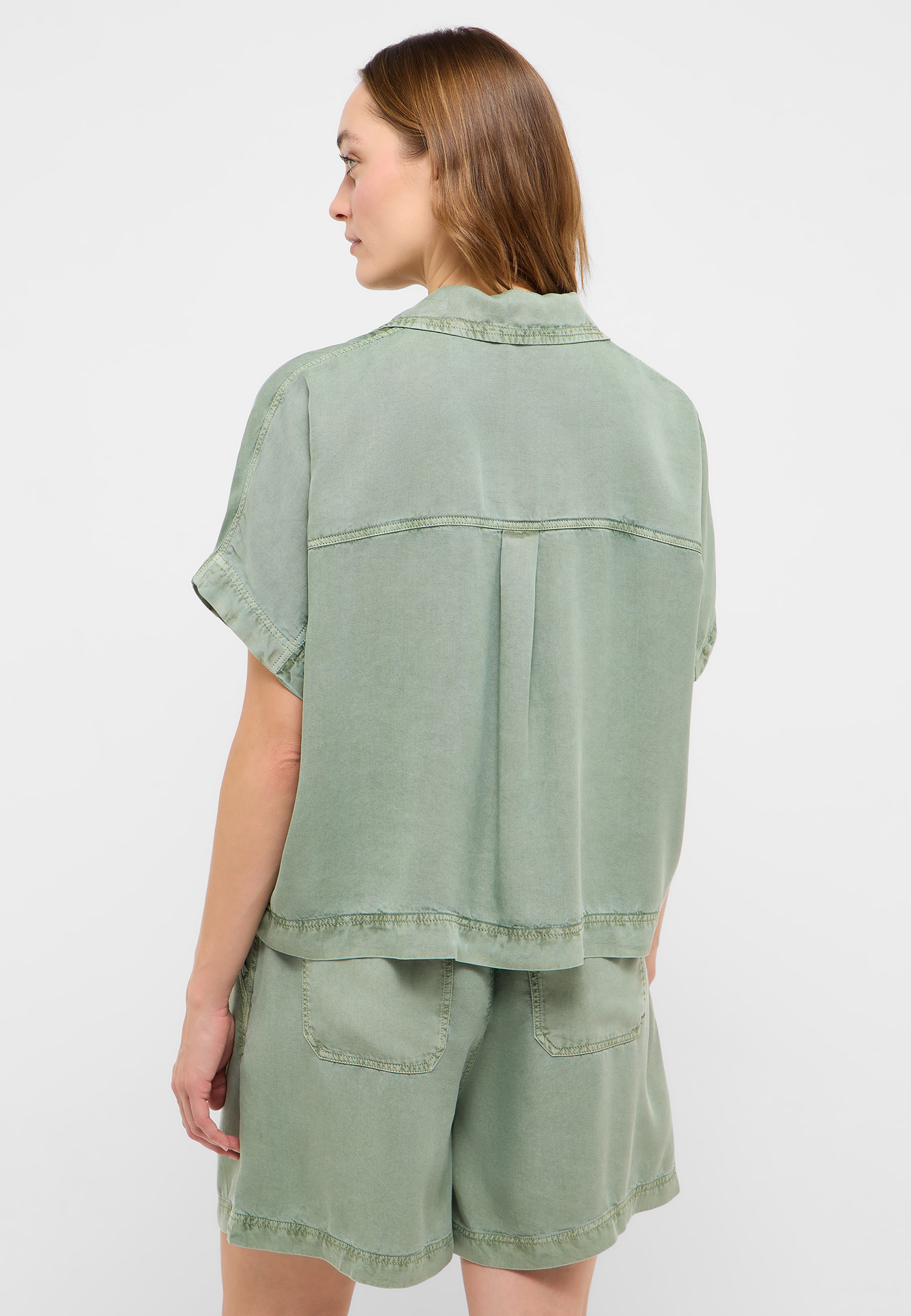 Kurzarm-Top, Oversized-Shirt, Limegrün, Jeanslook, Kapuzenfrei?
