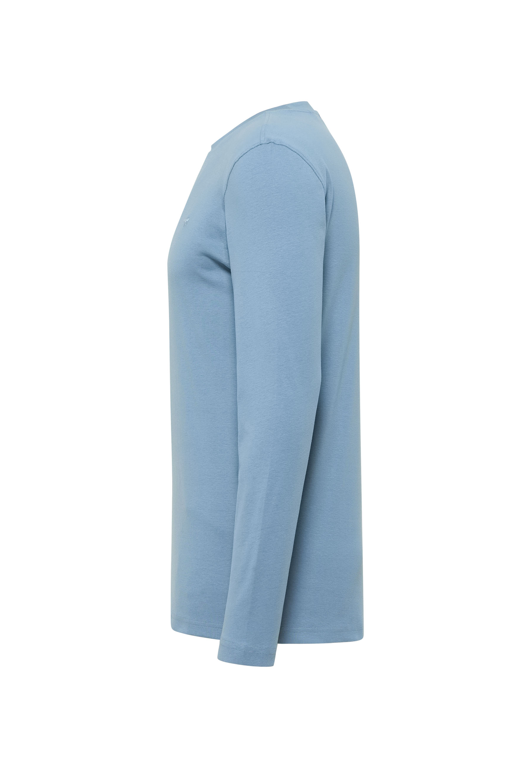 Langarmshirt, Rundhals, Einfarbig, Baumwolle, Pastellblau