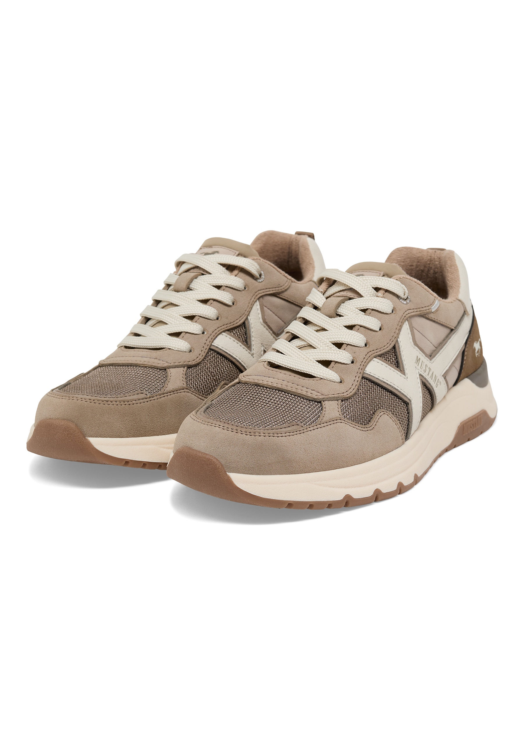 Sneaker, Laufschuhe, Beige, Mesh, Gummi-Laufsohle