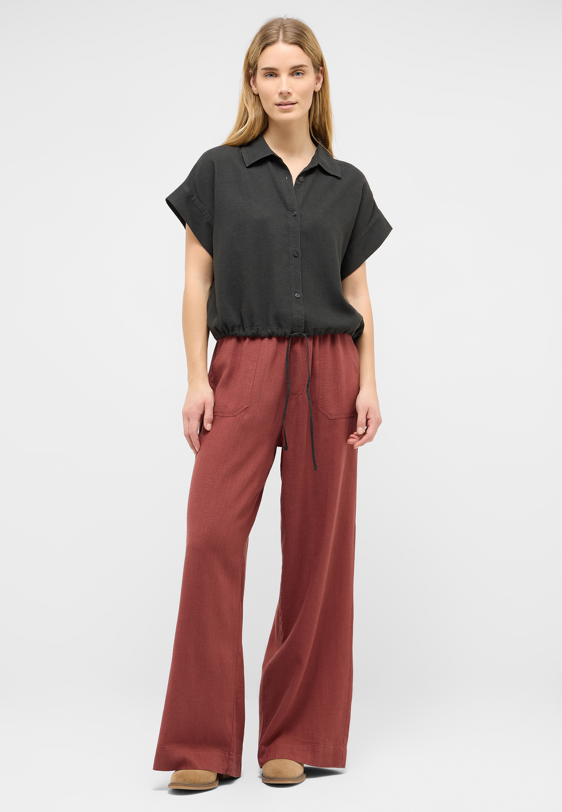 Damenhose, Weite Hose, Cordhose, Gürtel mit Kordel, Lockere Passform