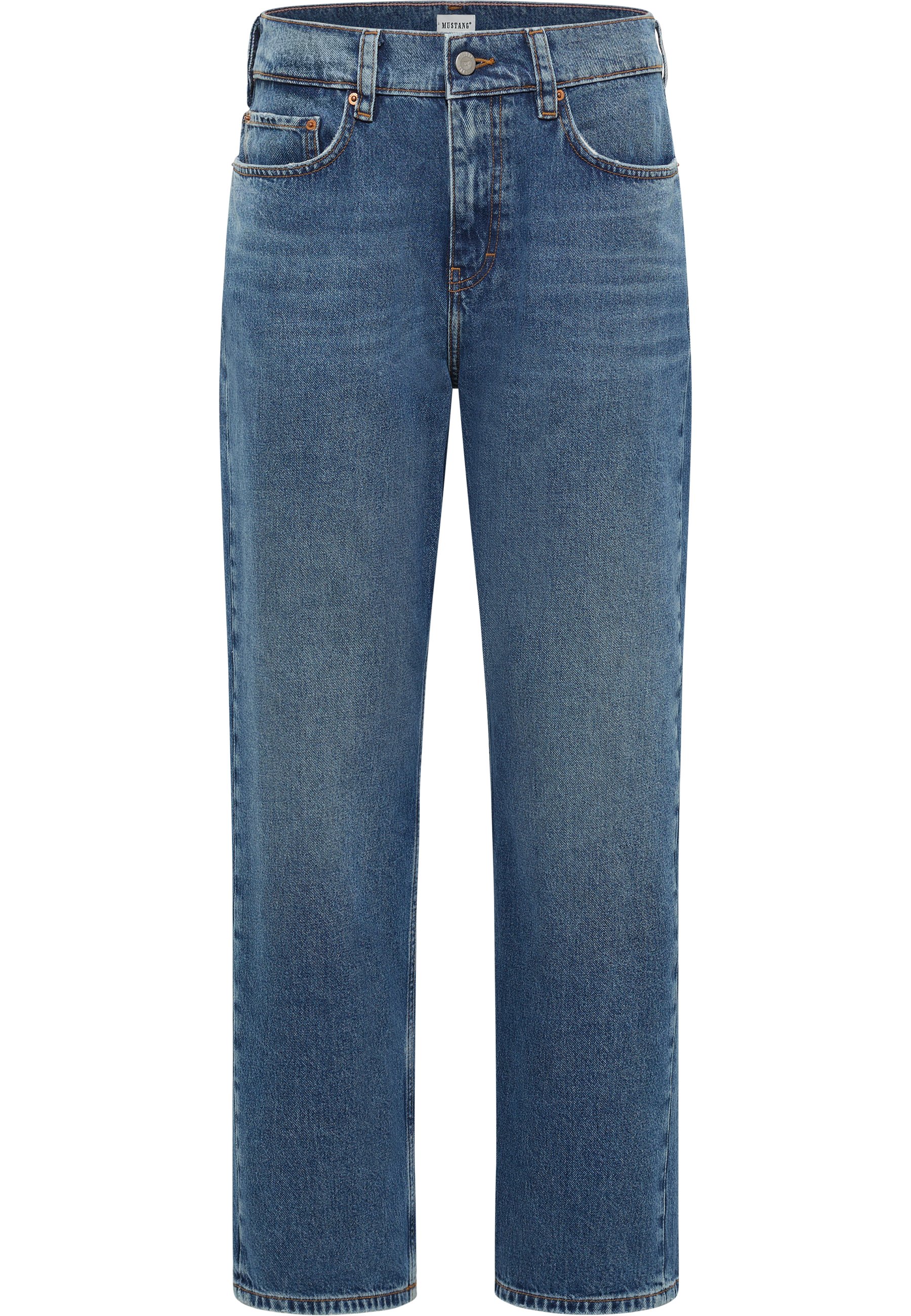 Jeans, Denim, Straight leg, Mid blue, Five-pocket