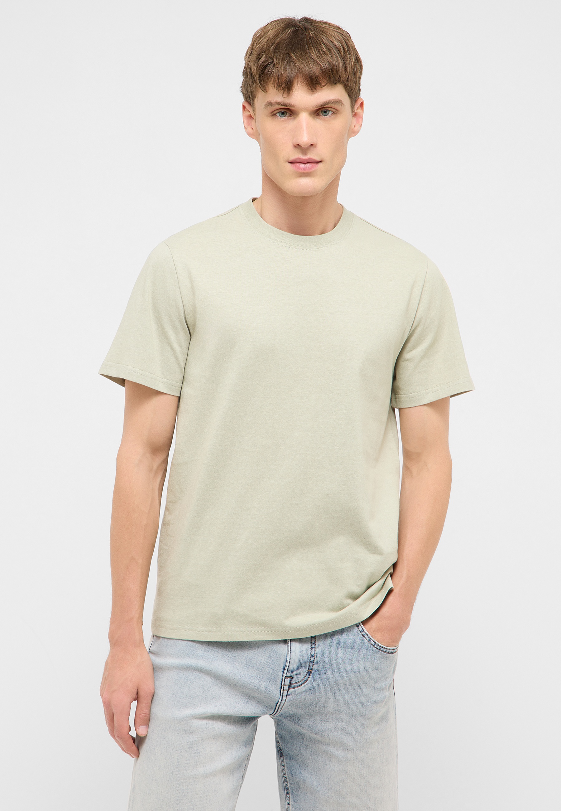 Tee, T-Shirt, Beige, Kurzärmelig, einfarbig