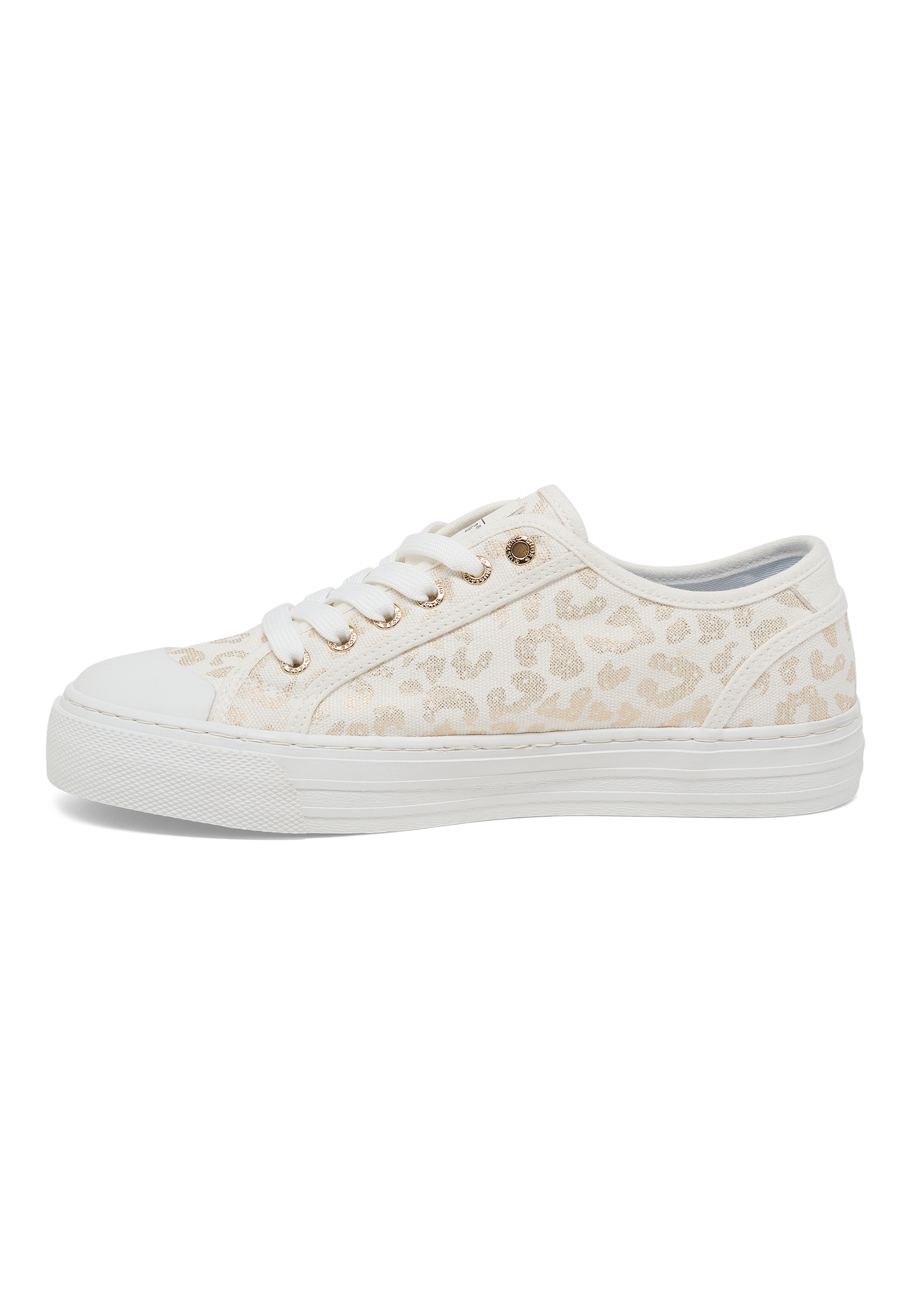 Sneaker, Lace-up, Leopard print, Canvas, White sole