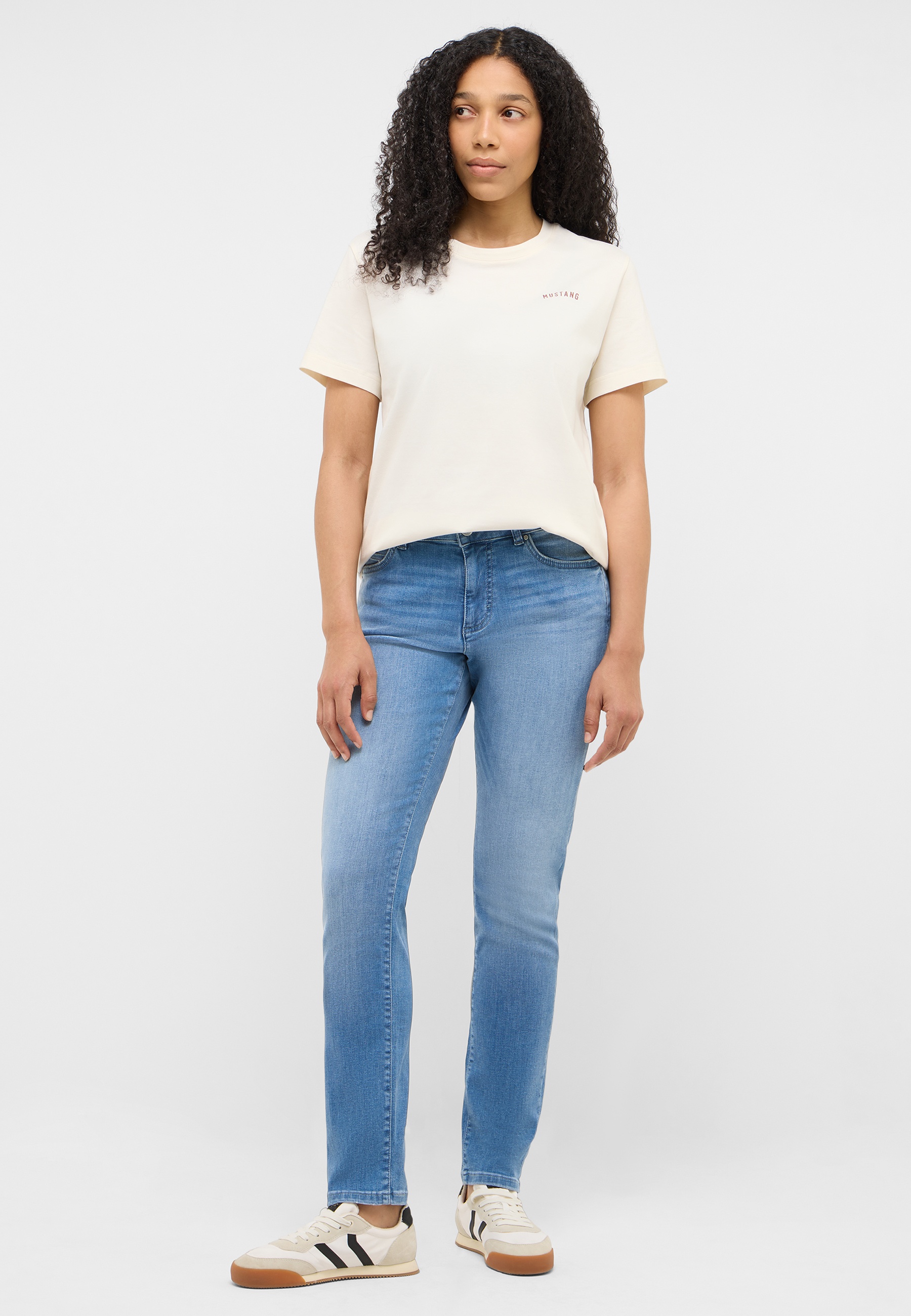 T-Shirt, Crème, Kurzarm, Rundhals, kleines Logo