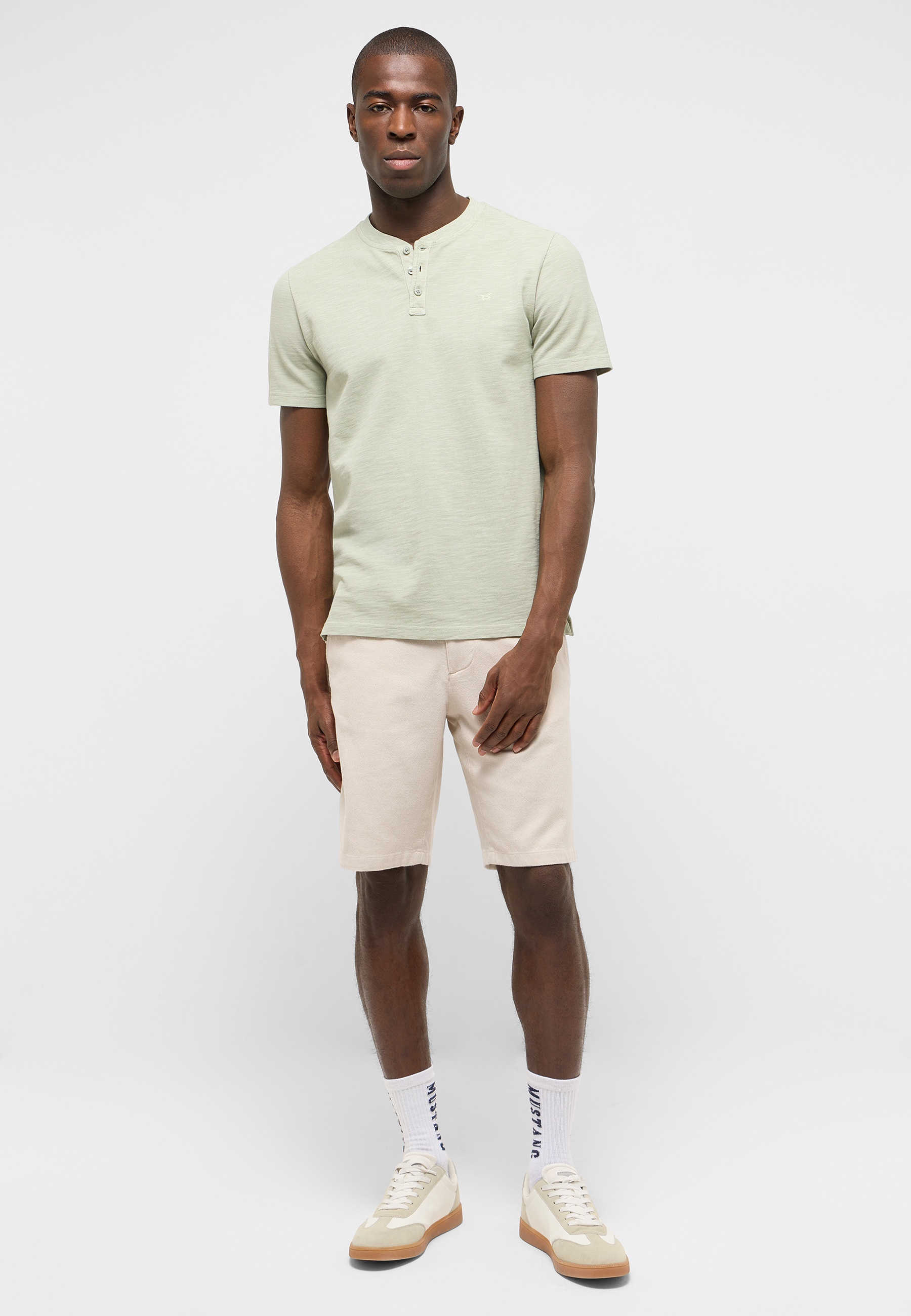 T-Shirt, Henley, Kurzarm, Kreisansatz, Mintgrün