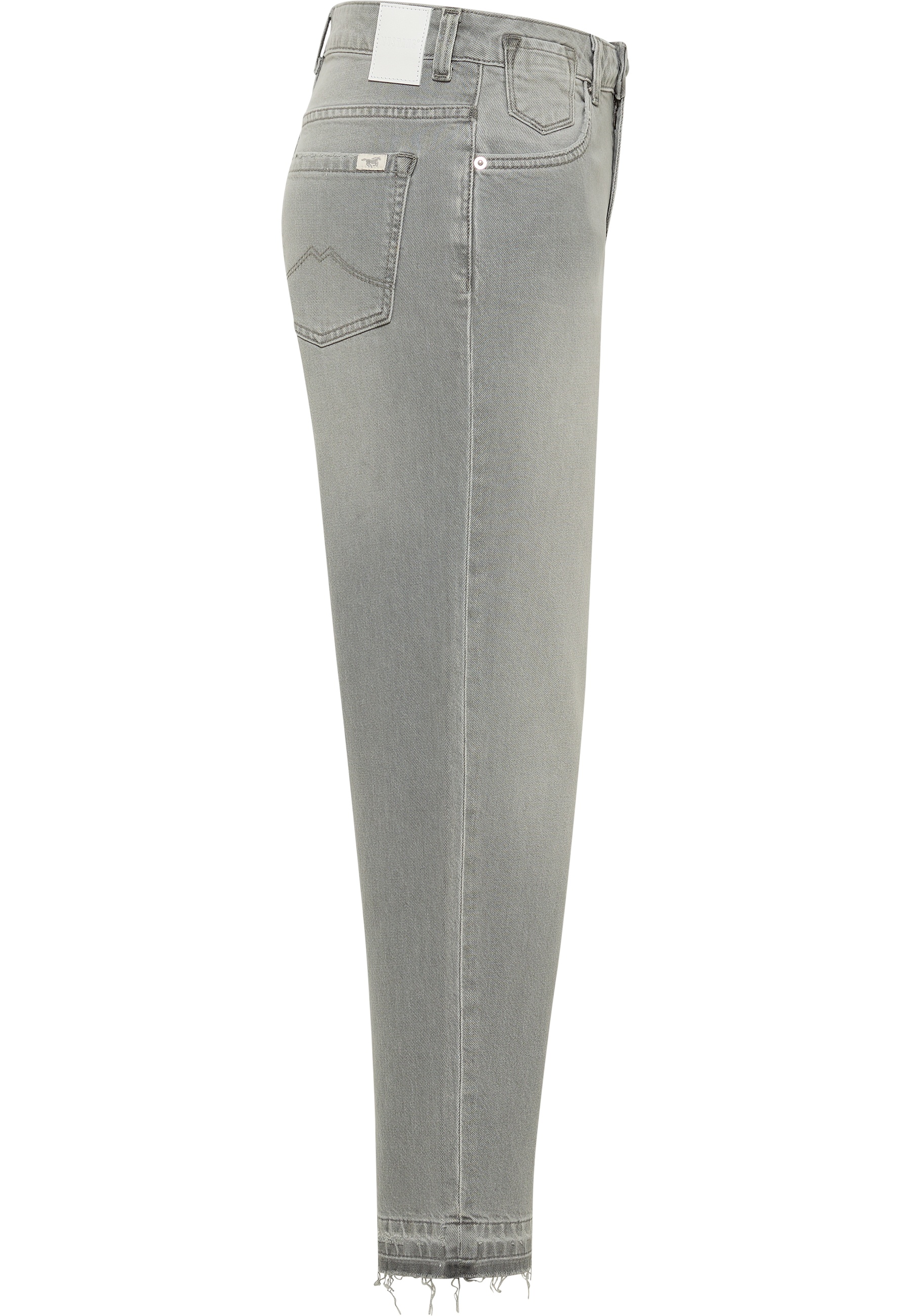 Jeans, Hose, Straight leg, Graue Waschung, Fransen unten