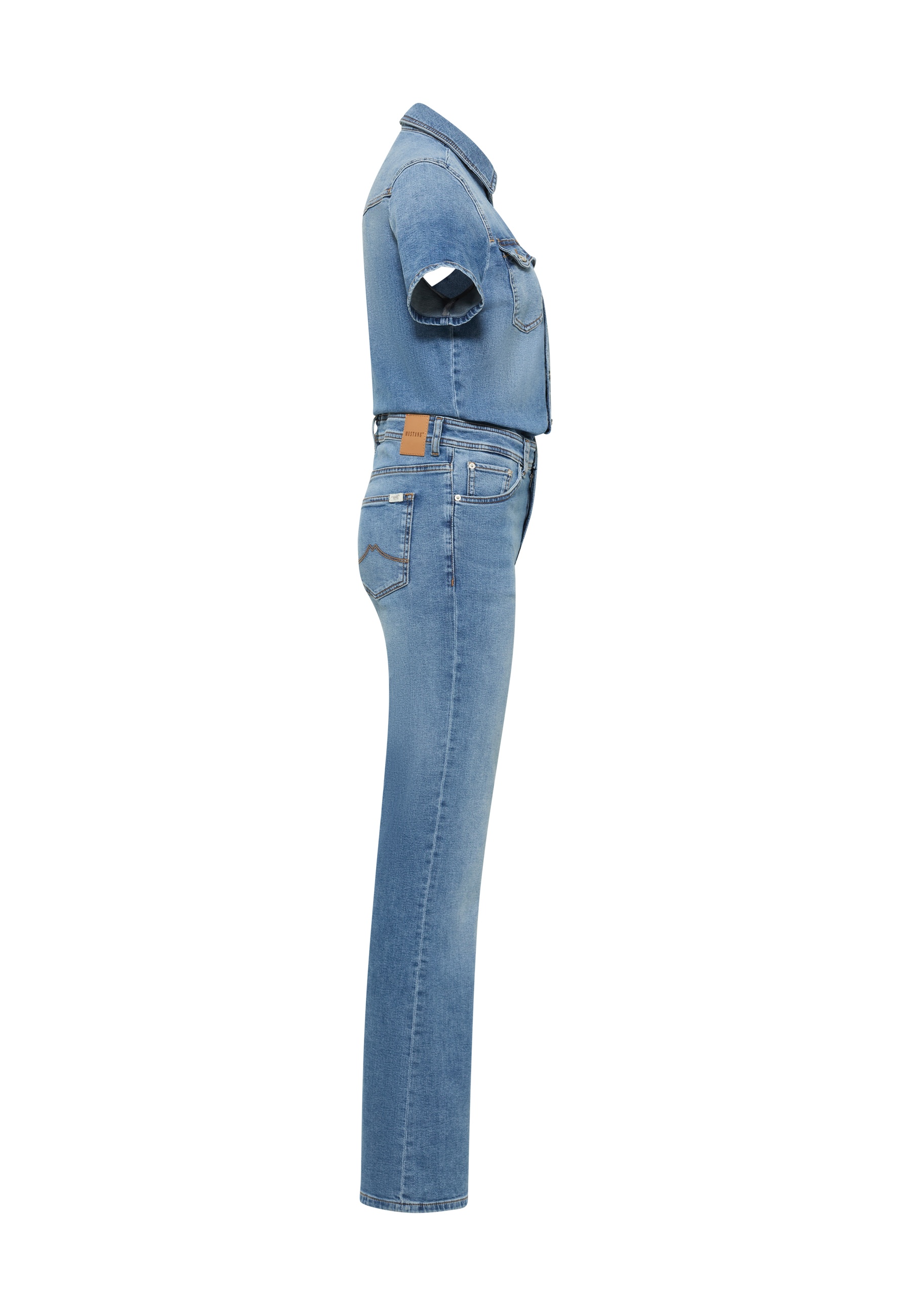 Jeans, Denim, Jeansjacke?, Kurzarm Jeanshemd, Hosenträger, Leichte Waschung