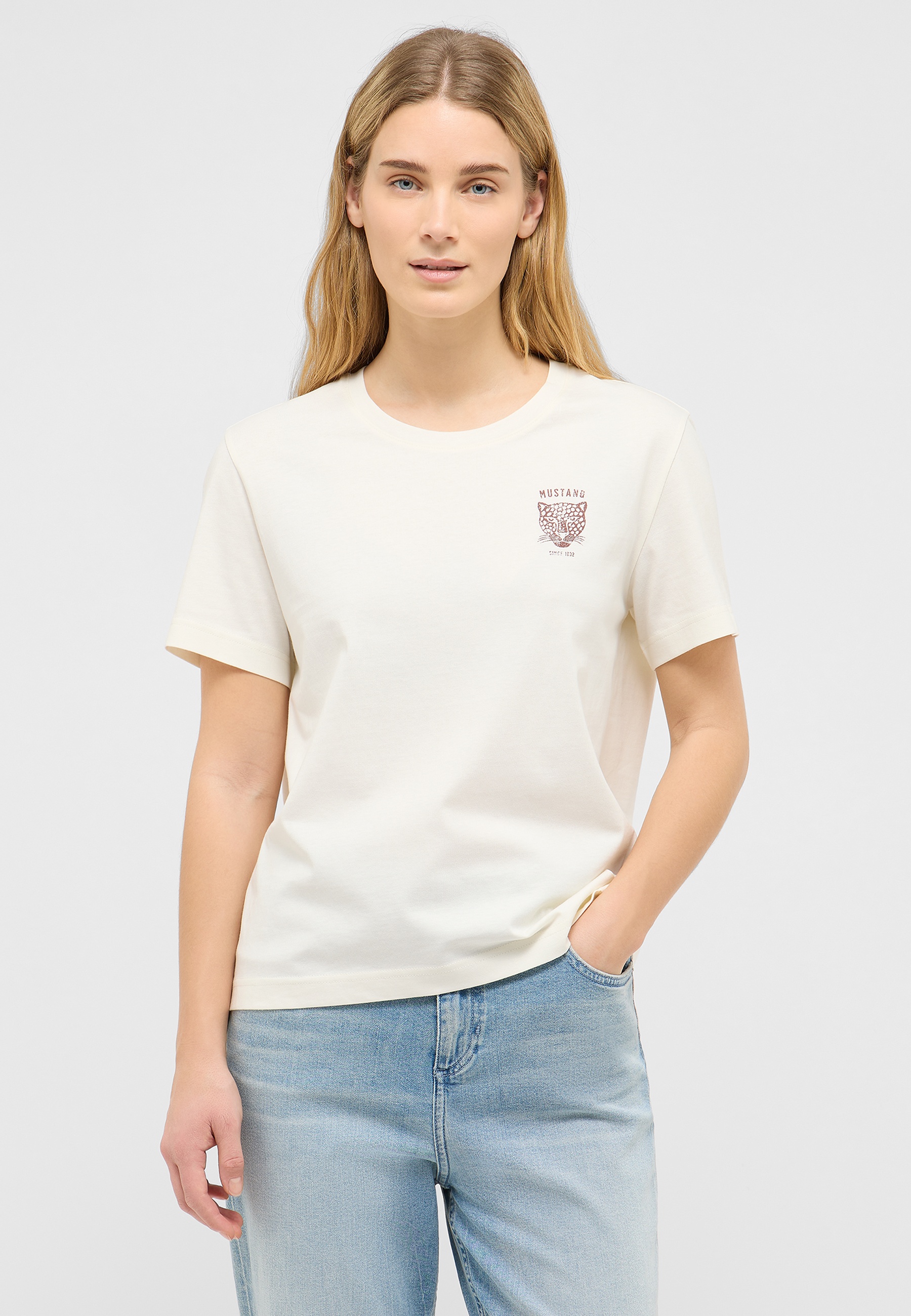 tshirt, crewneck, kurzarm, beige, monogram
