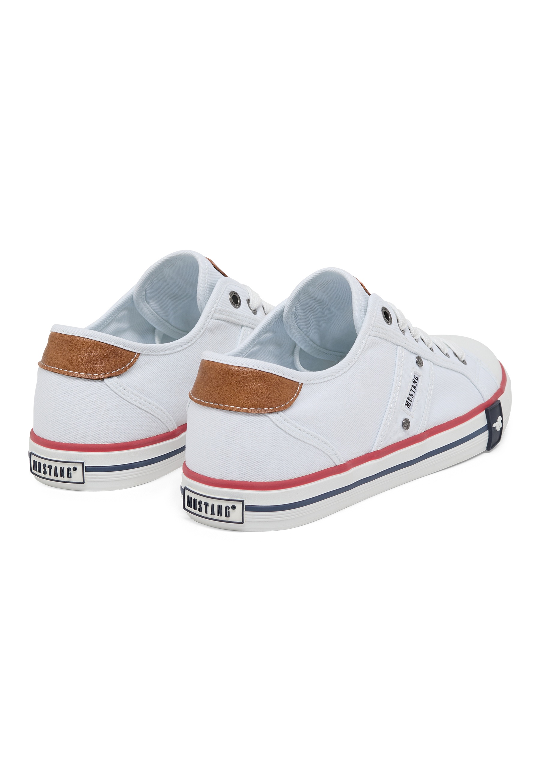 Sneaker, Canvas, White, Niedriges Schnitthöhe, Mustang Branding