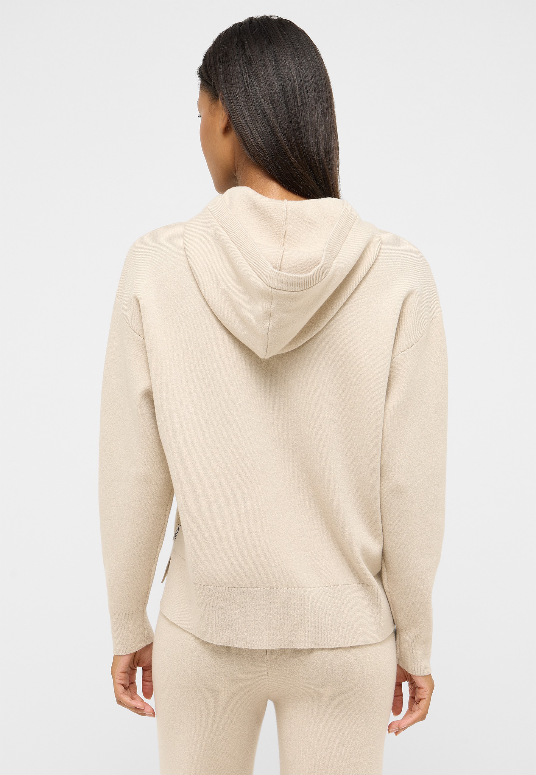 hoodie, hooded, beige, sweatshirt, back view