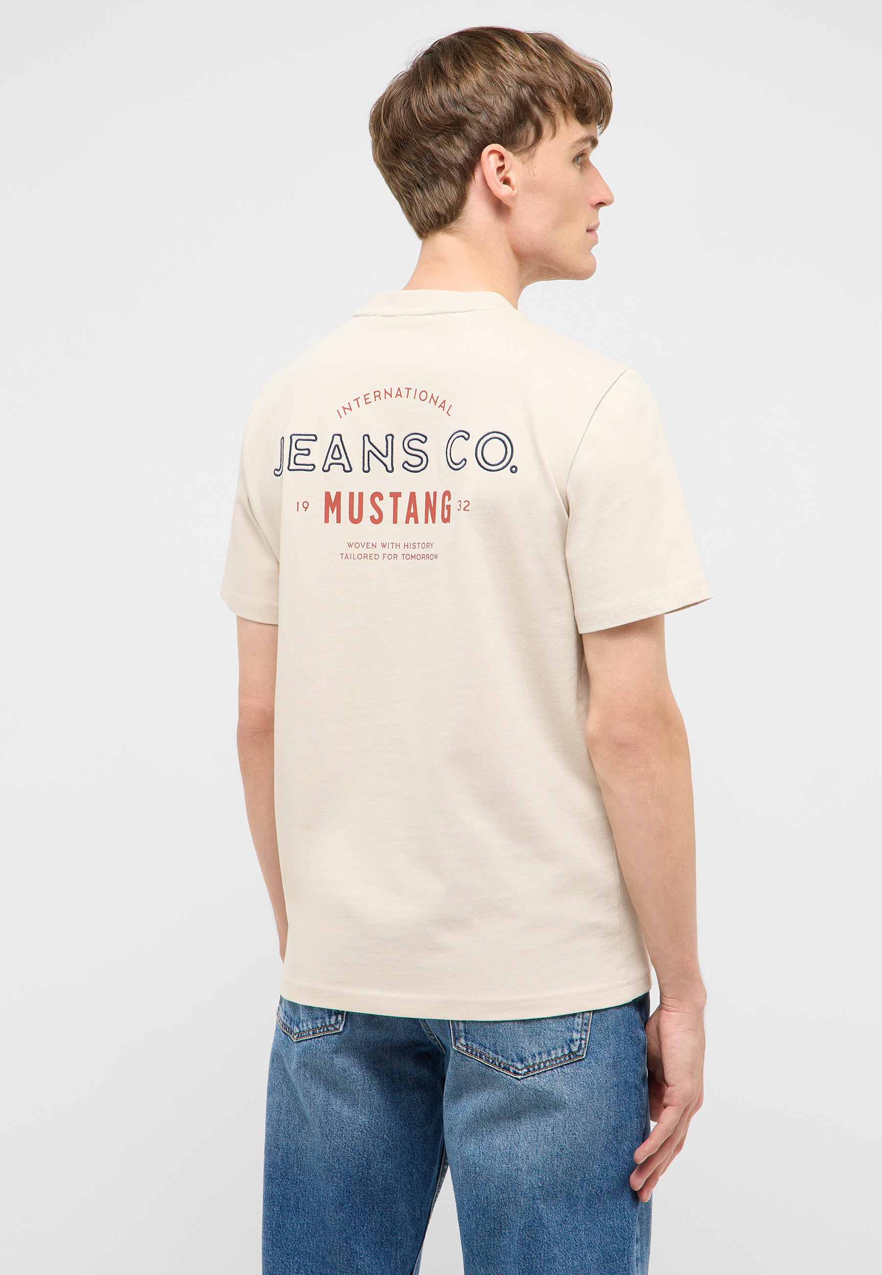 T-Shirt, Beige, Kurzarm, Grafik Rückseite, Jeans Co.