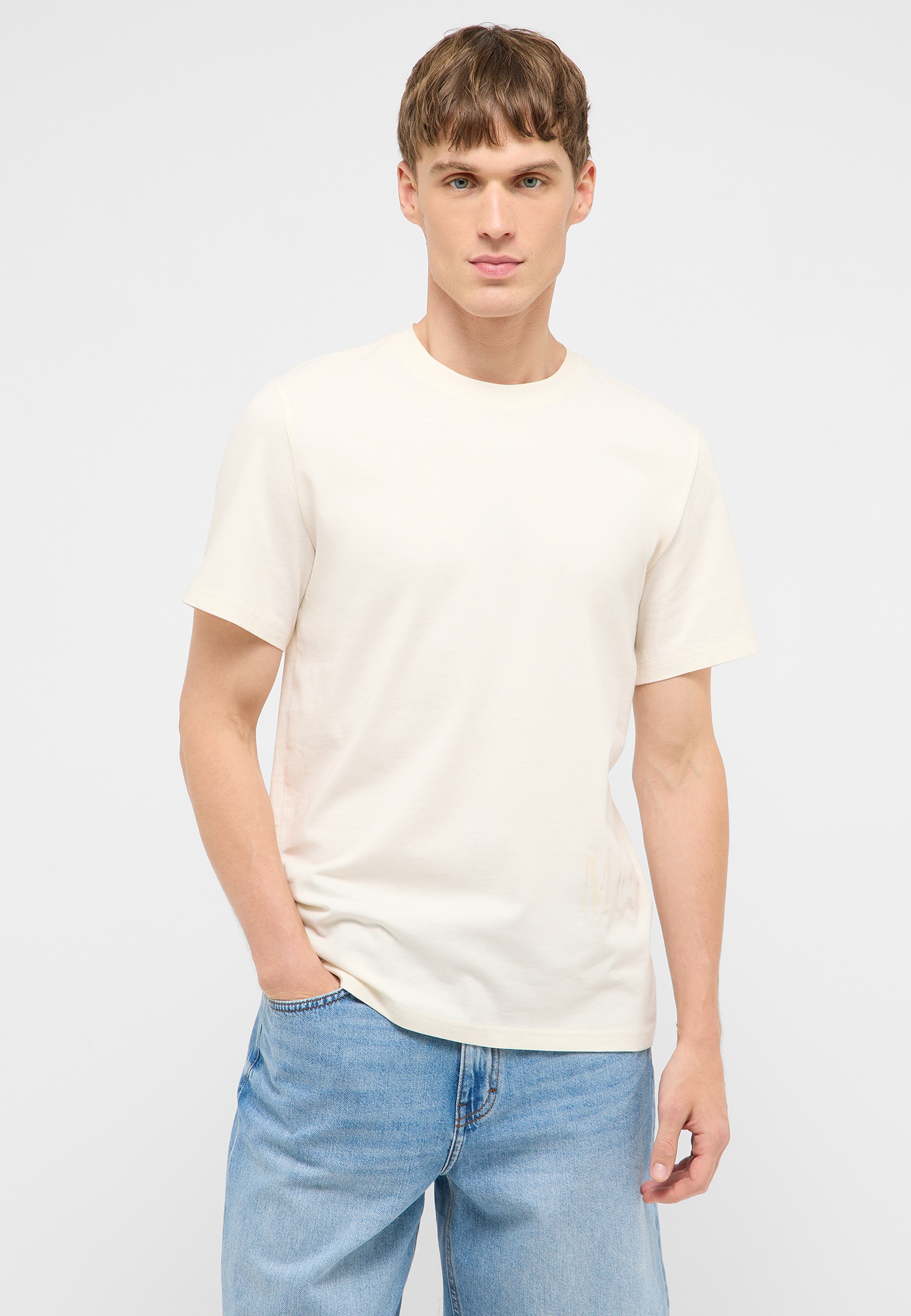 T-shirt, Kurzarm, Plain, Beige, Kleidung