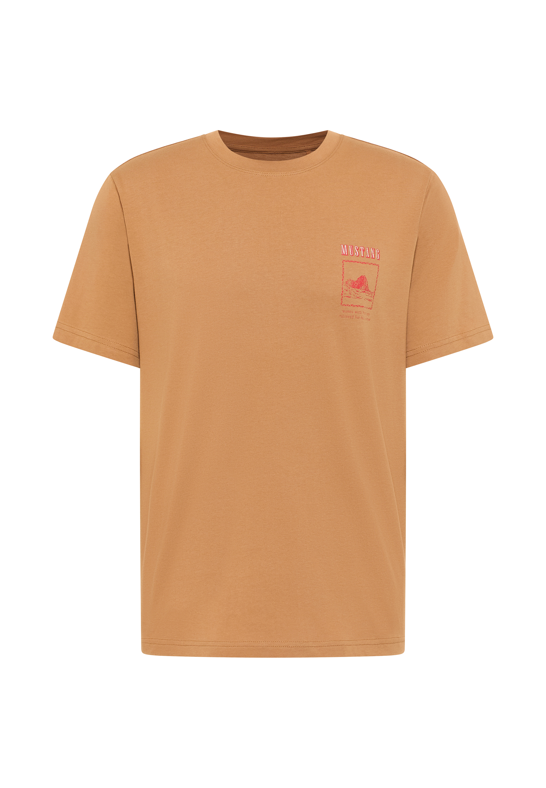 Tee, Kurzarm, Oker, Aufdruck, Brusttasche