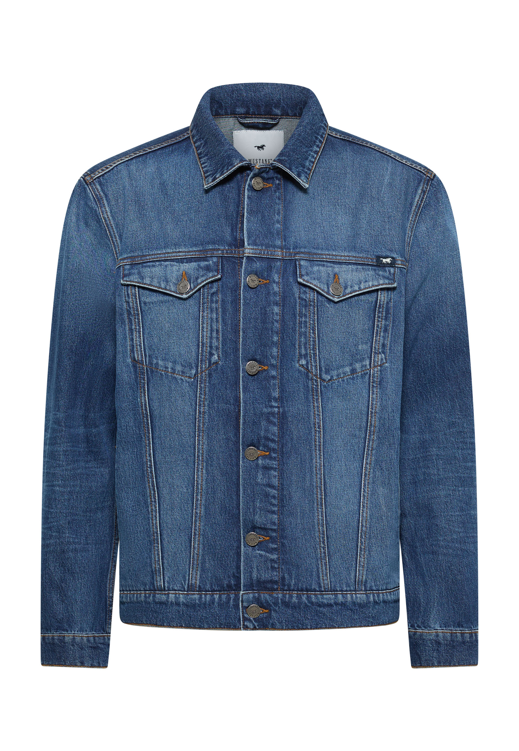 Denimjacke, Blauer Denim, Knopfleiste, Brusttaschen, Lange Ärmel