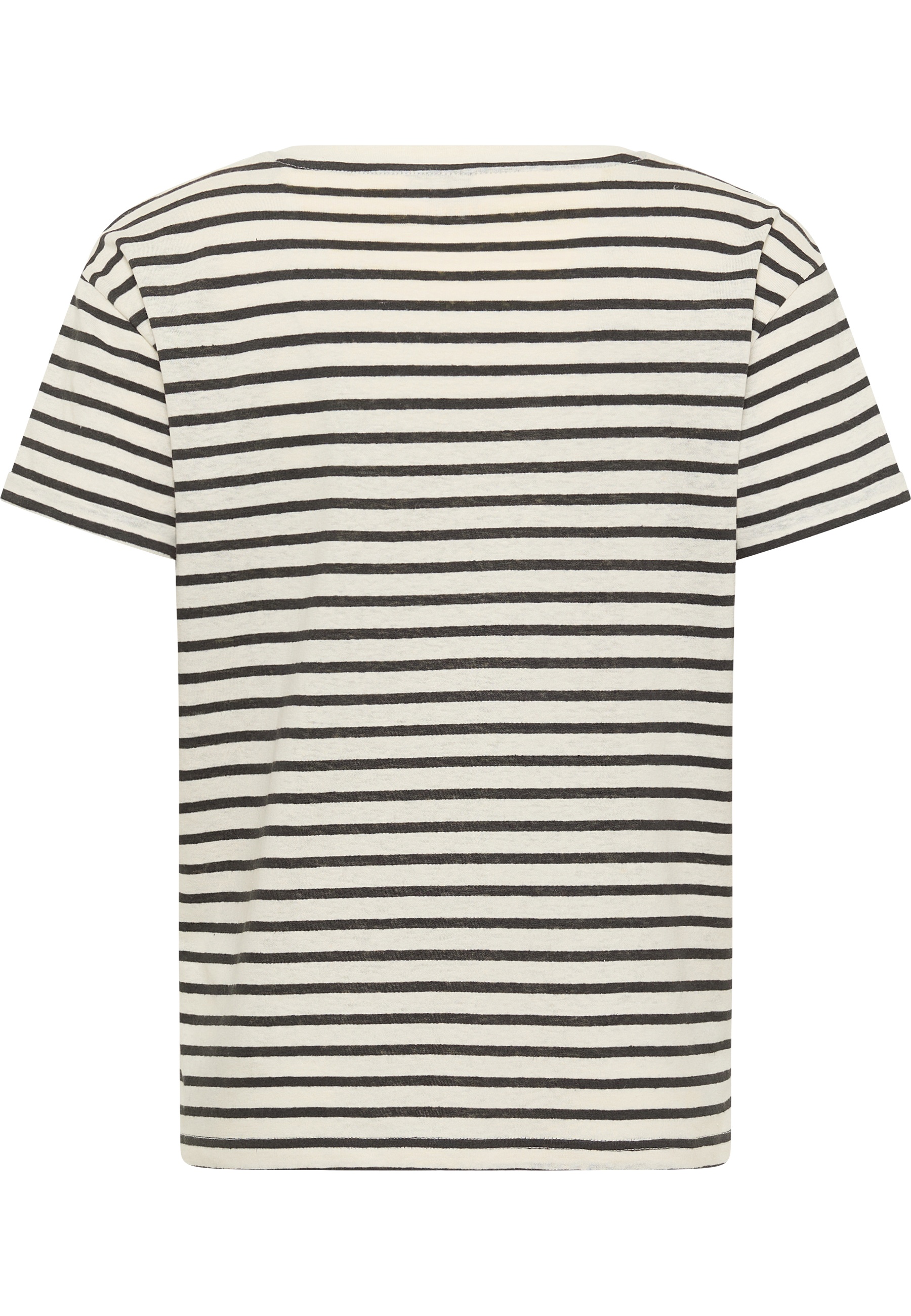 Streifenshirt, Streifen, T-Shirt, Kurzarm, Beige-Schwarz