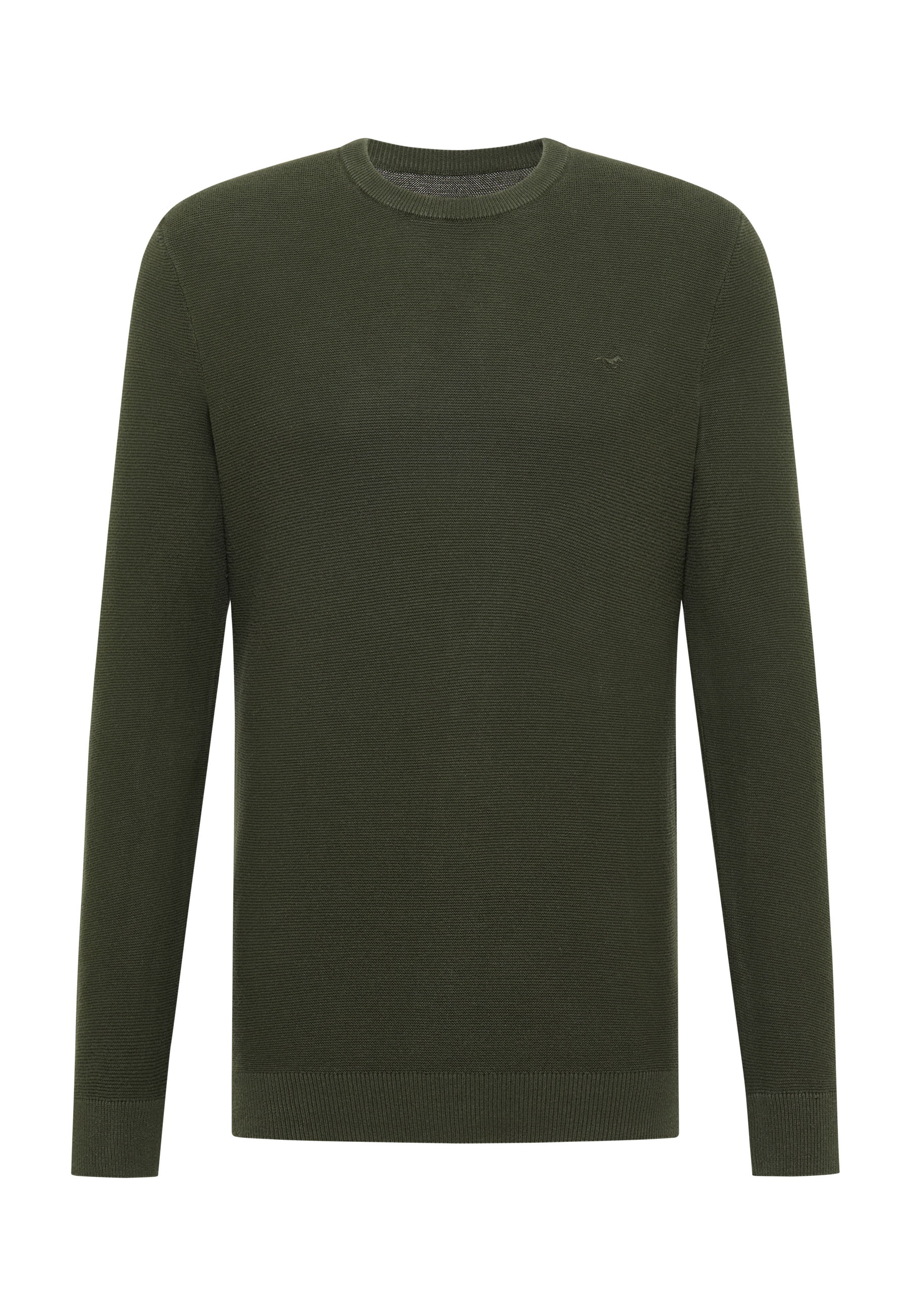 Pullover, Knitwear, Lange Ärmel, Olivgrün, Rippenstruktur