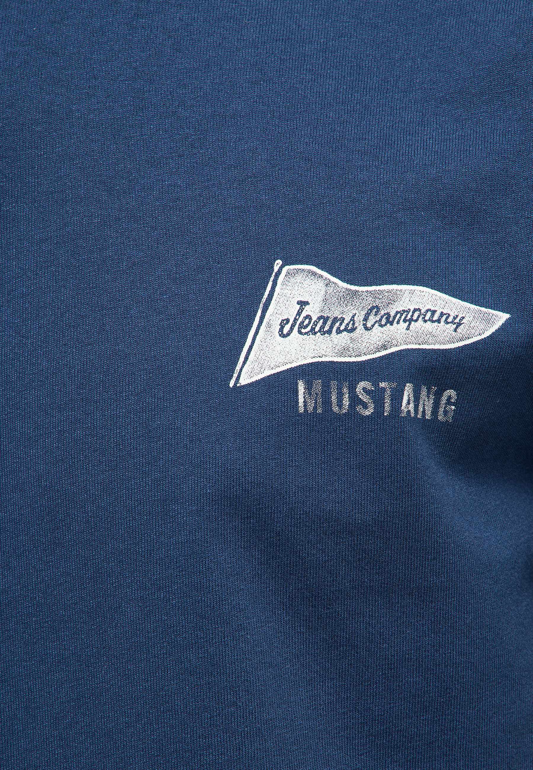 T-Shirt, Navy, Embroidered, Flag, Mustang