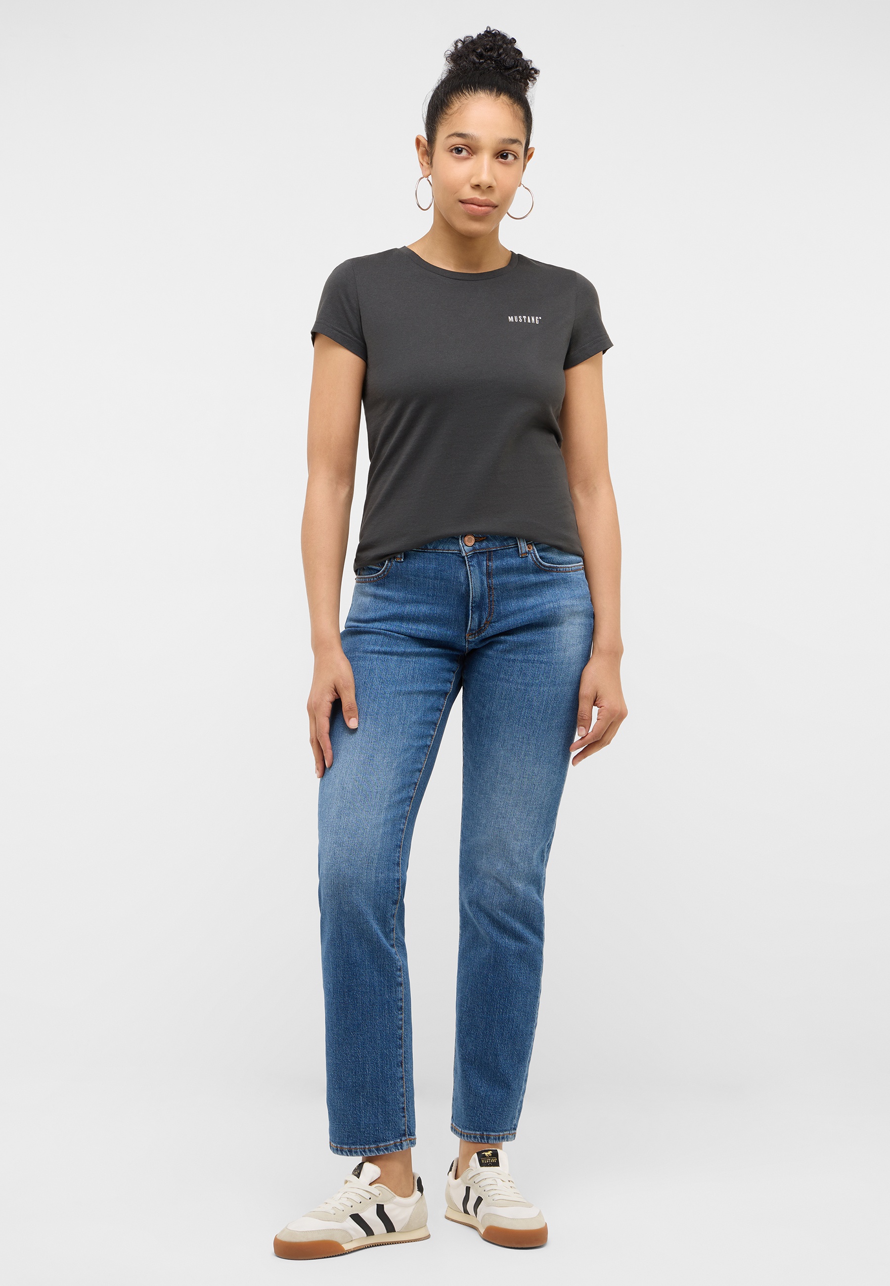 t-shirt, Kurzarm, Grau, Logo, Jeans