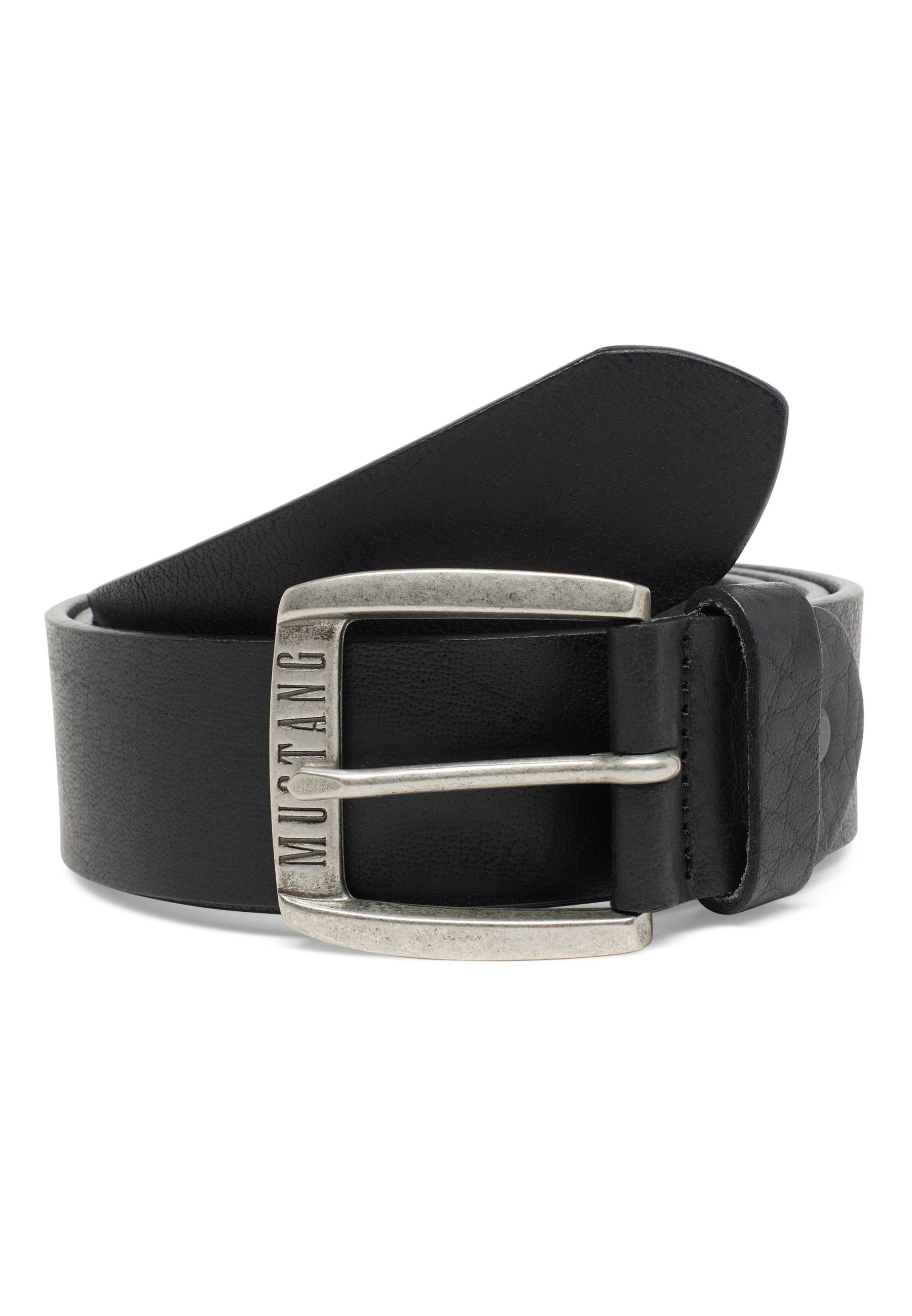 Mustang Herren Gürtel 40 mm aus Leder, schwarz