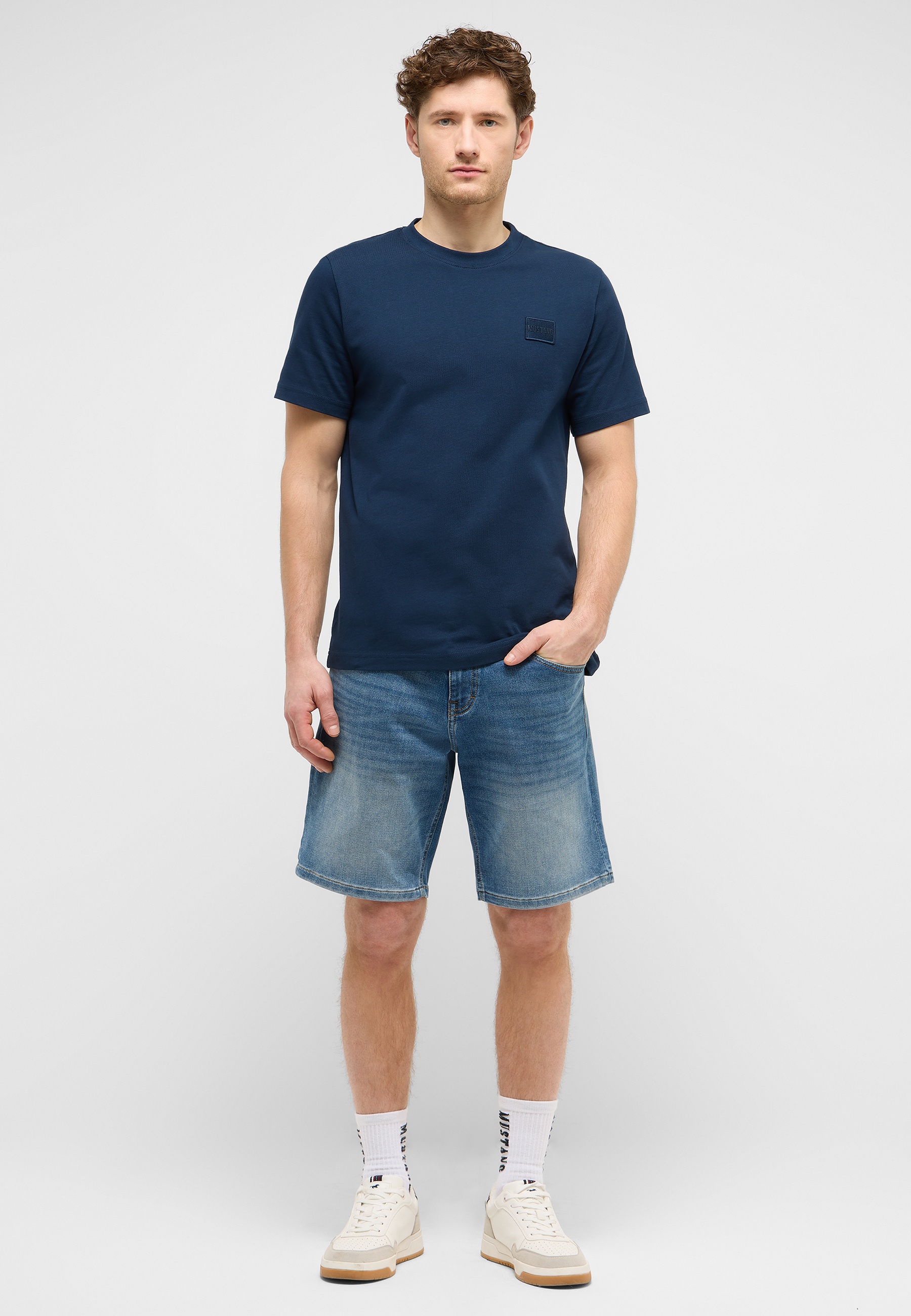 T-Shirt, Kurzarm, Uni-Farbe, Navy, Oberteil