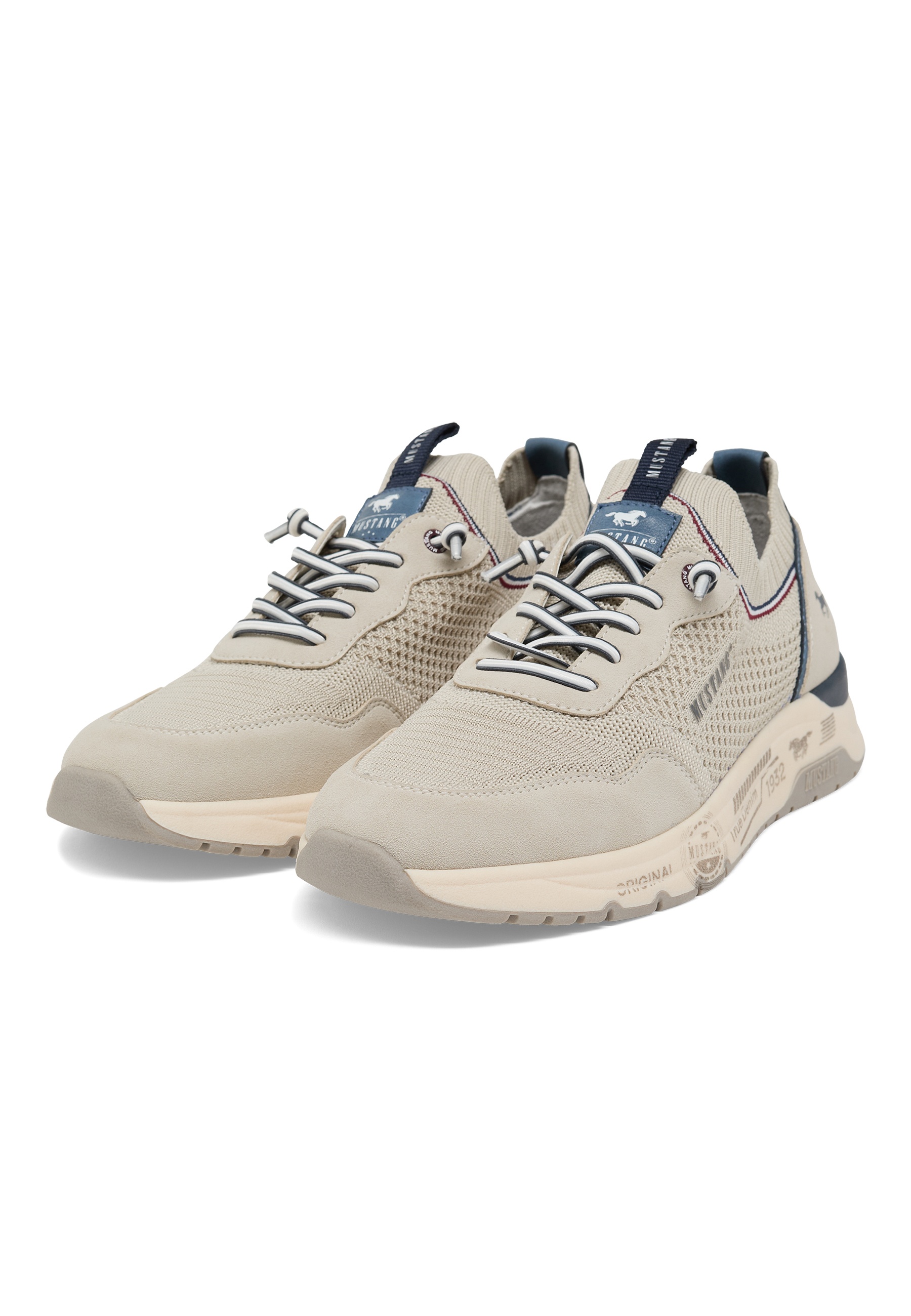 Sneaker, Beige, Sneaker mit Mesh, Laufschuh, Schnürschuh