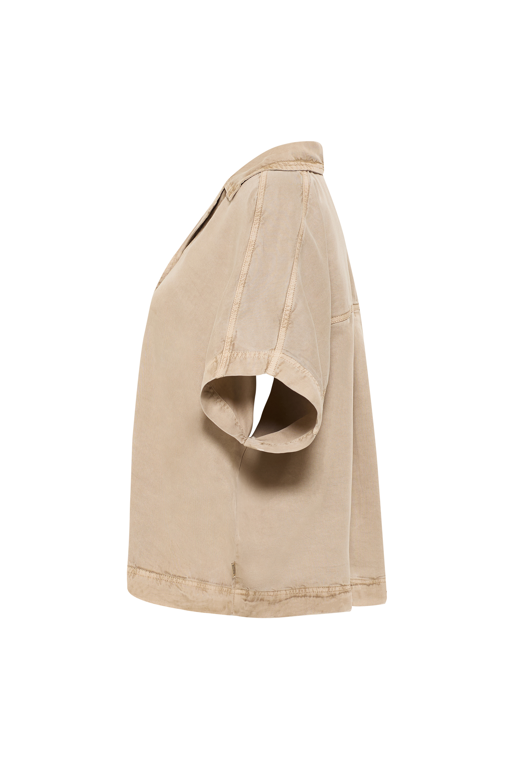 Kleidung, T-Shirt, Beige, Kurzarm, Stoff