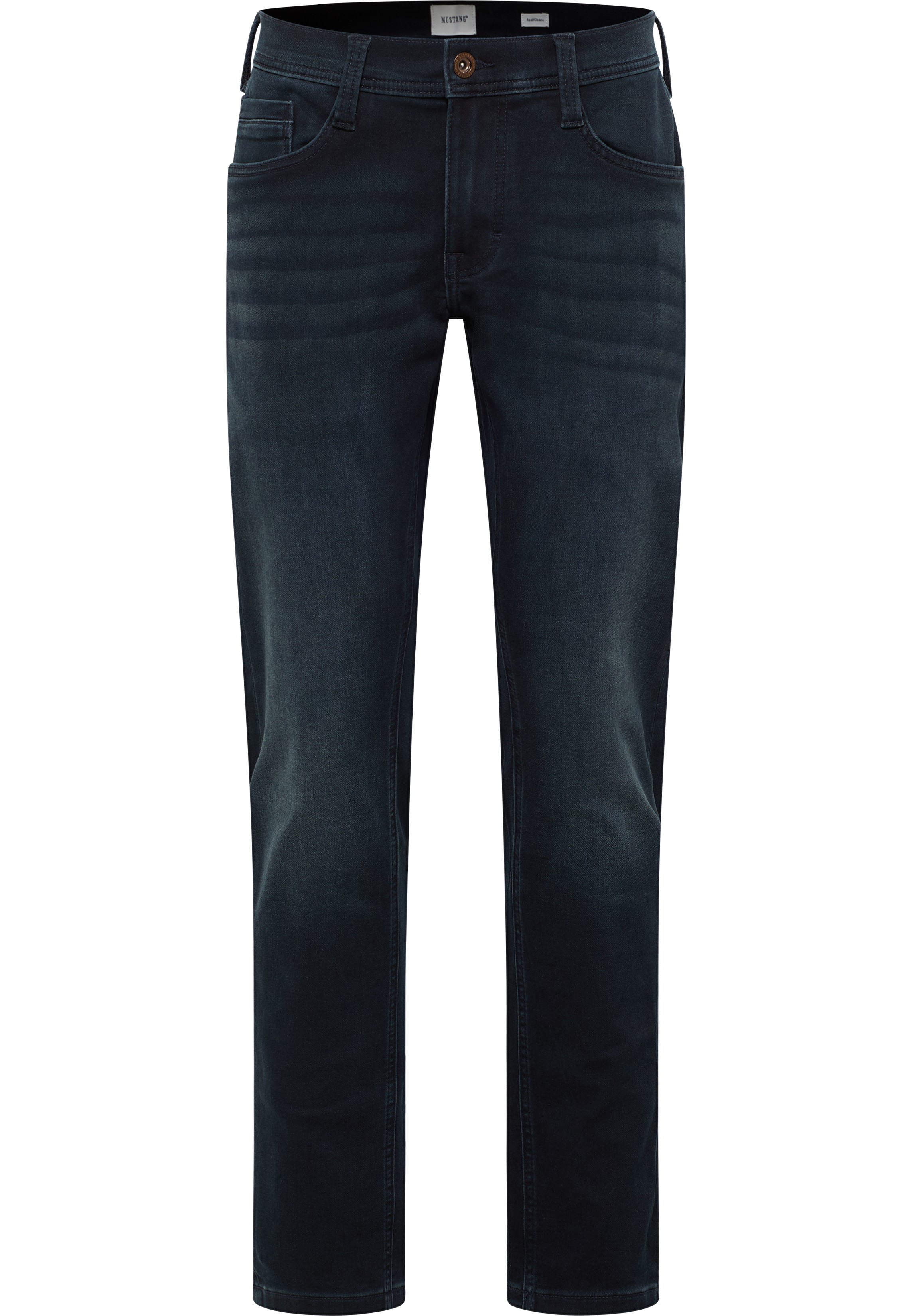 Jeans, Dunkelblau, Straight Fit, Navy, Vorne abgesteppt