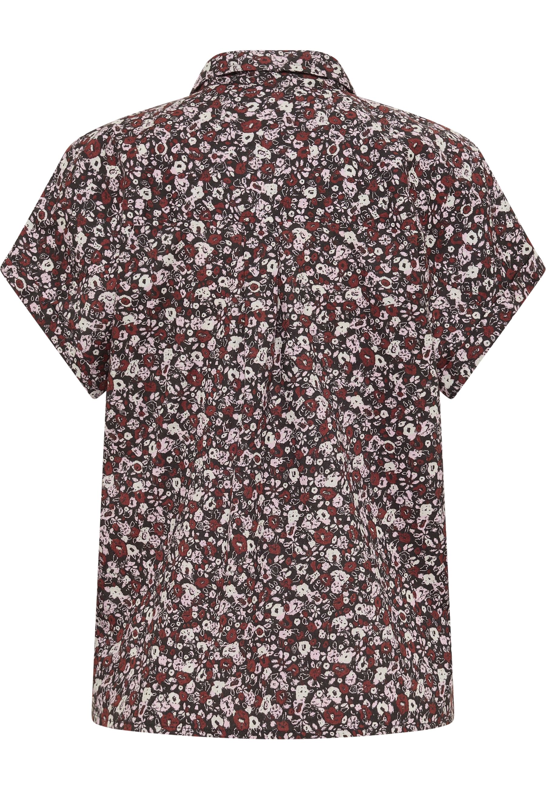 Hemd, Florales Muster, Kurzarm, Hemdbluse, Karo-ähnliches Muster