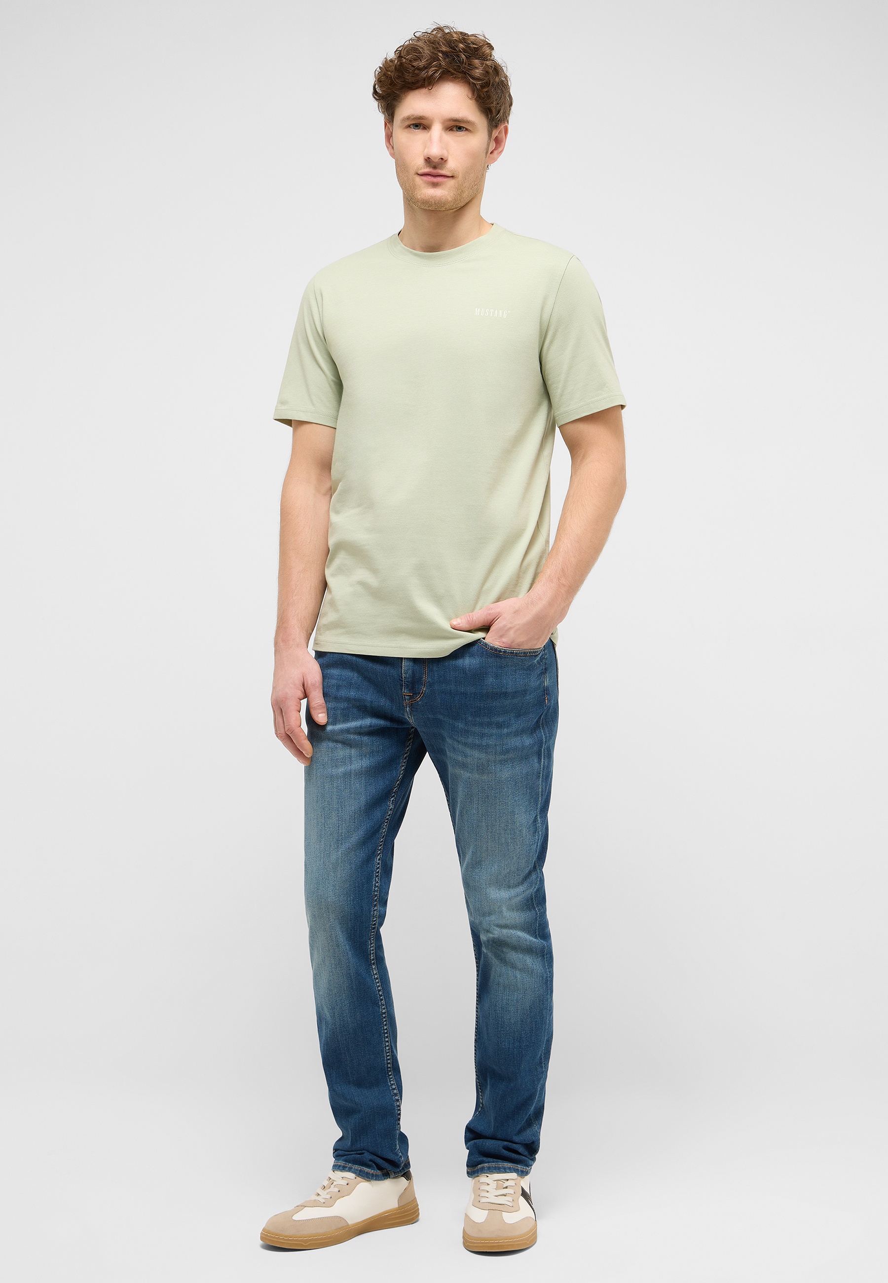 t-shirt, Rundhals, Kurzarm, hellgrün, Basis-T-Shirt