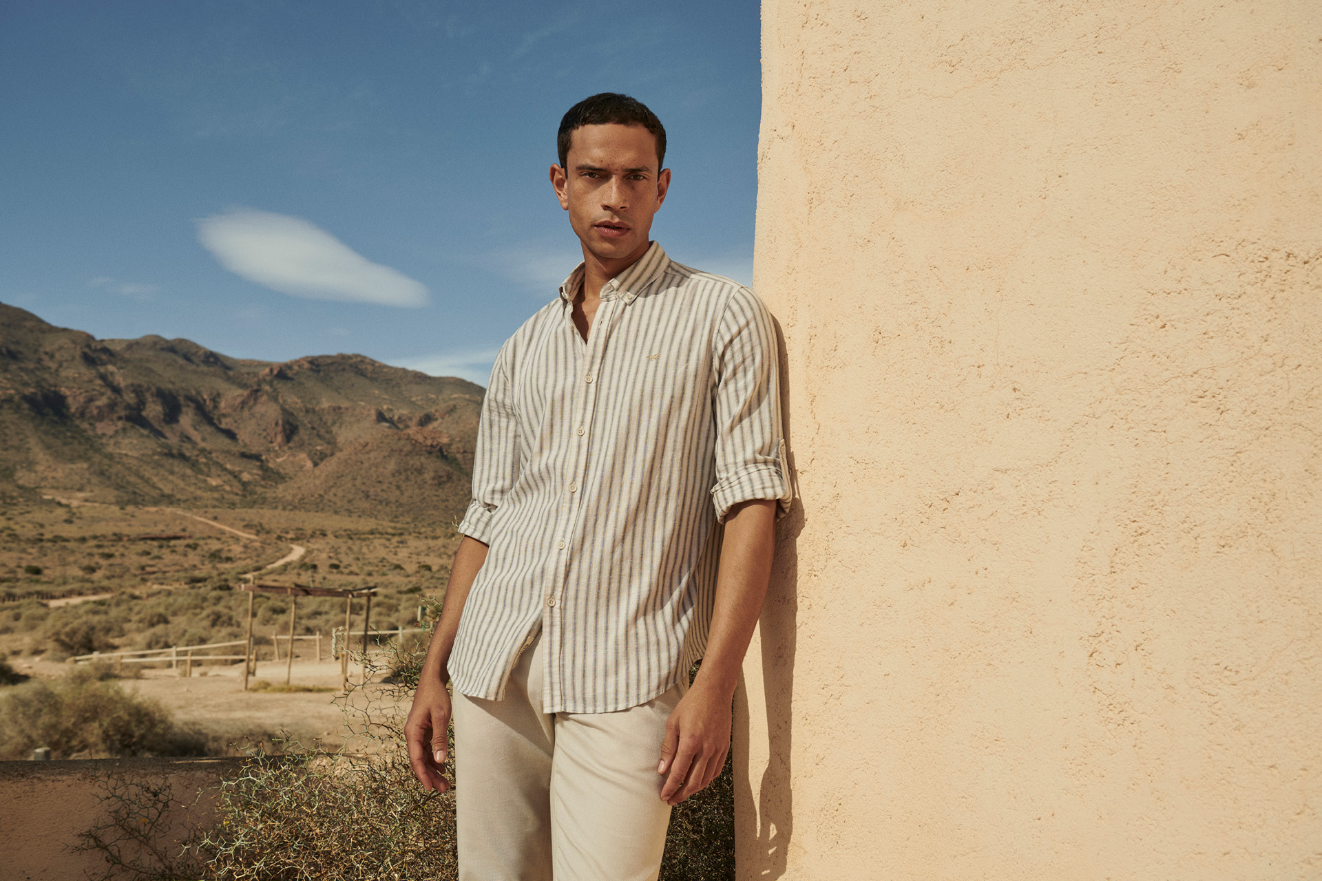 Hemd, Streifen, Lässig, Beige, Mann