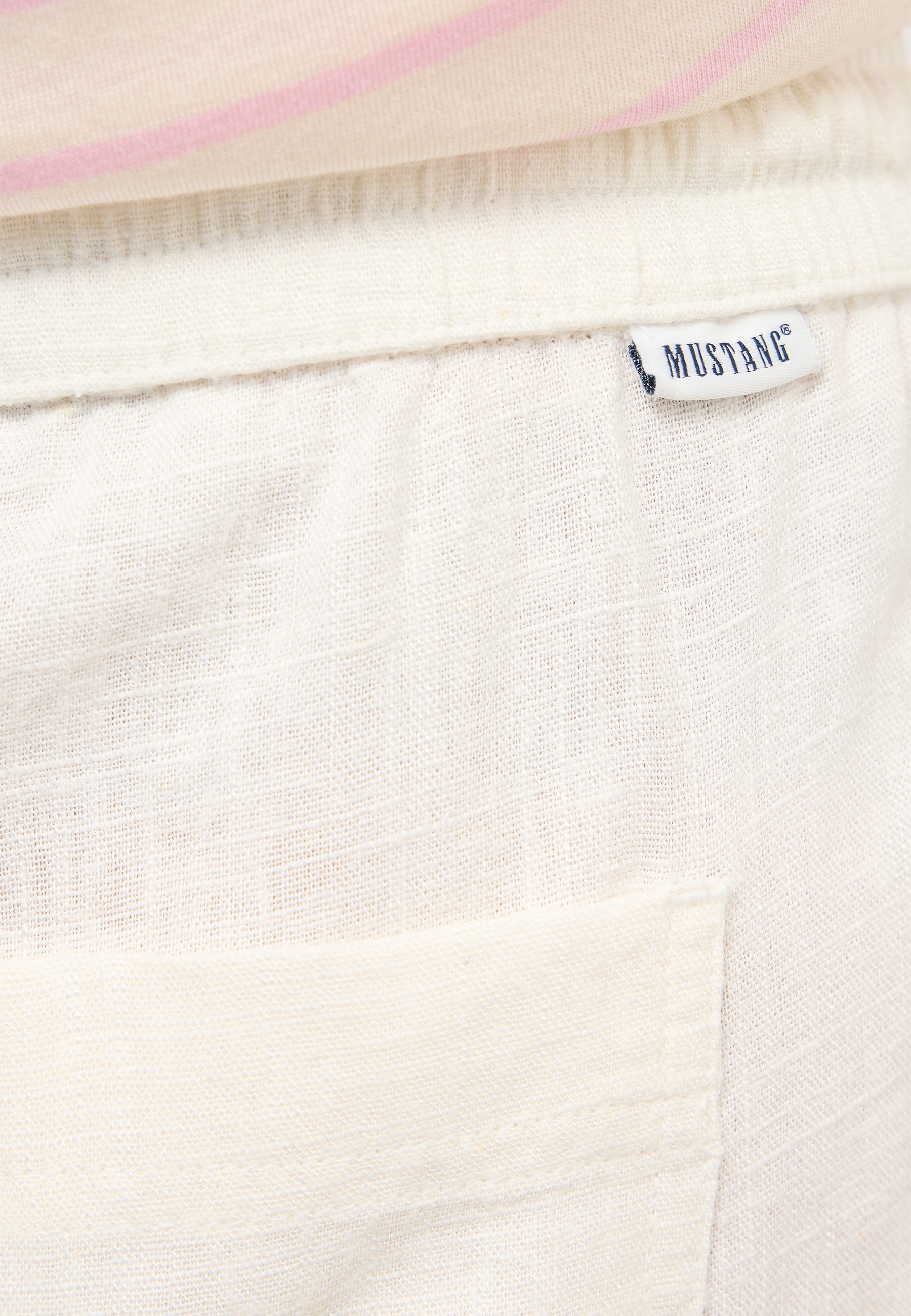 Kleiderhose, Leinen, Beige, Gürtel, Platztasche