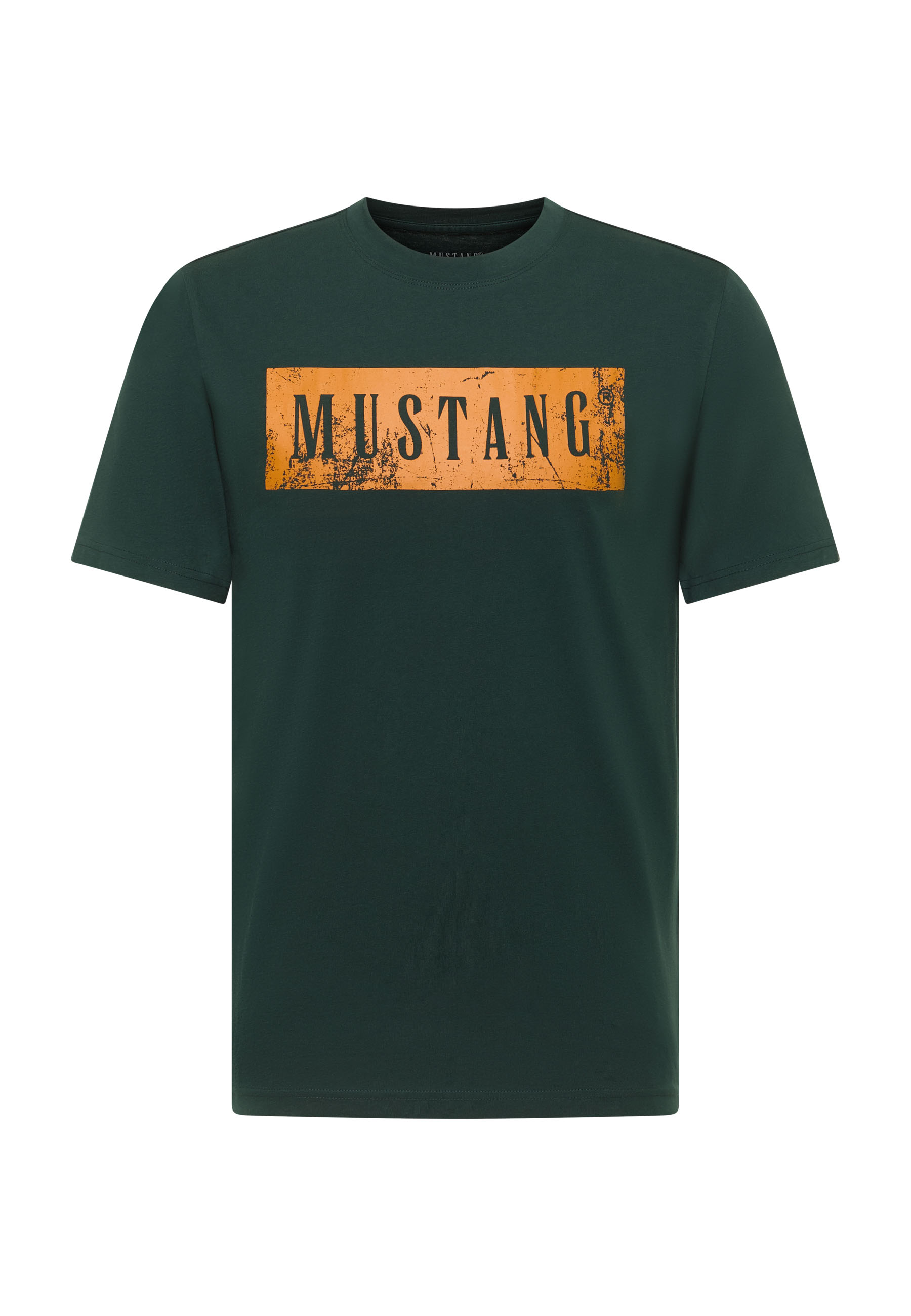 T-Shirt, Kurzarm, Grün, Mustang-Logo, Kleiner Abdruck