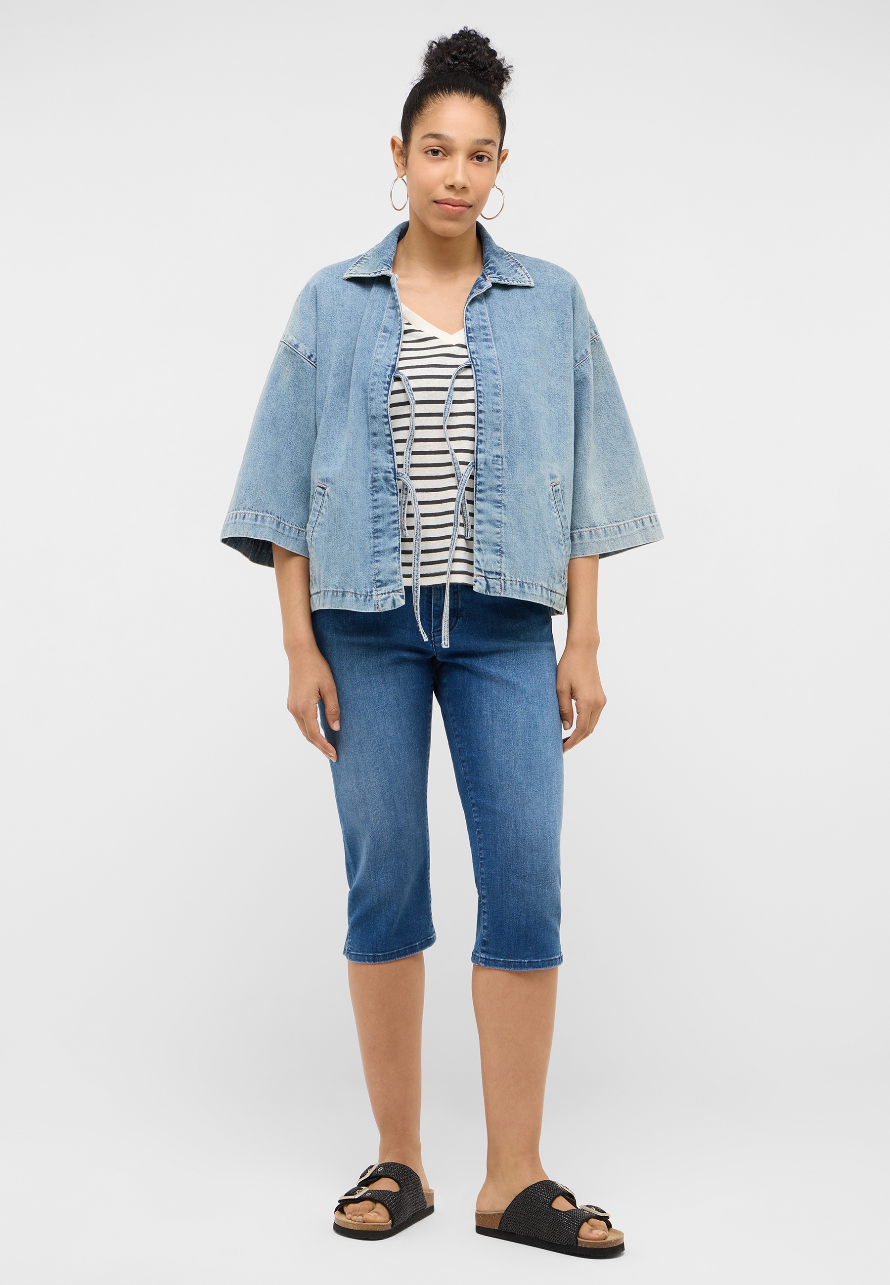 Mustang Damen Jeans-Capri Style Capri, dunkelblau