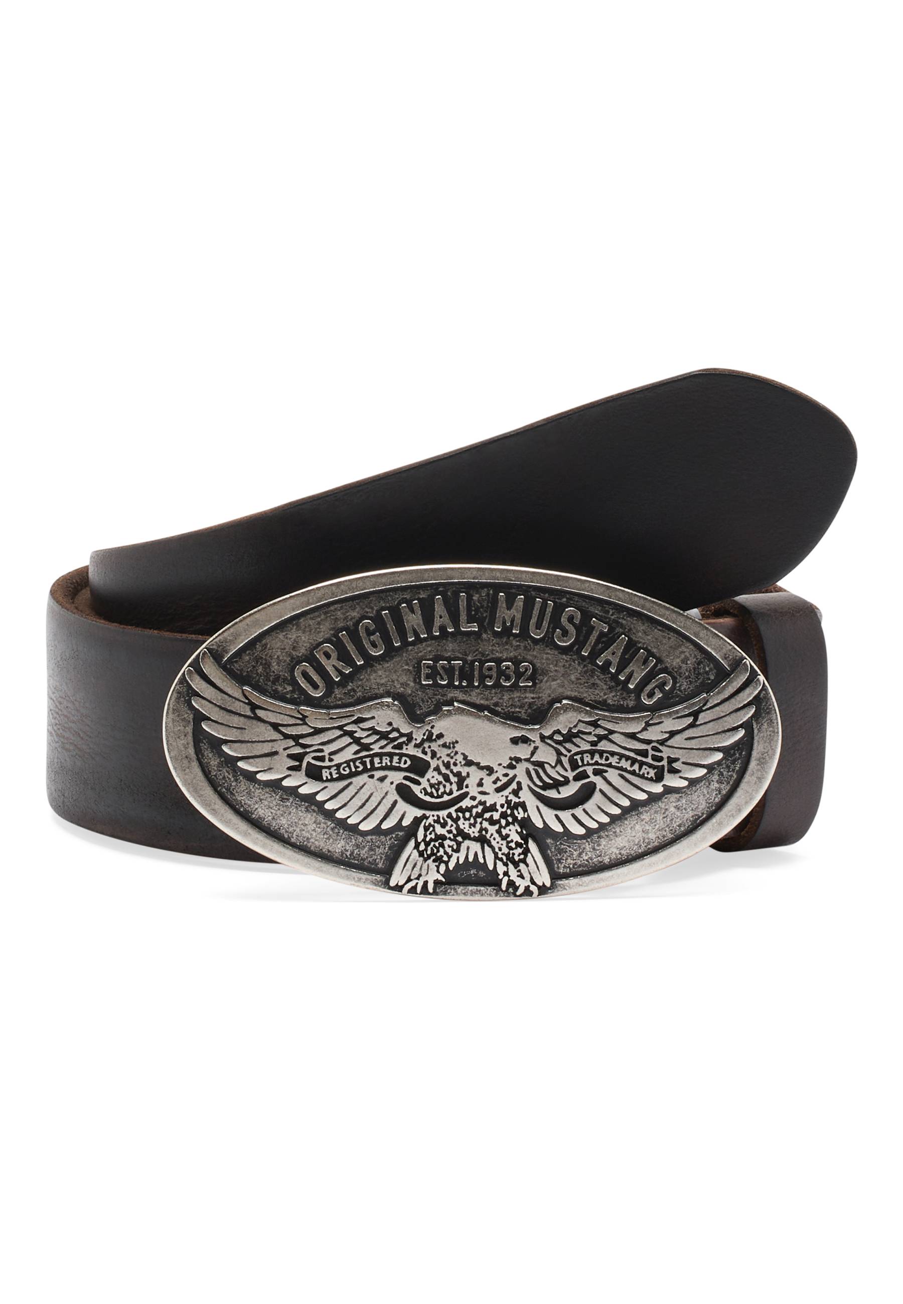 Mustang Herren Gürtel 40 mm aus Vintageleder, dunkelbraun